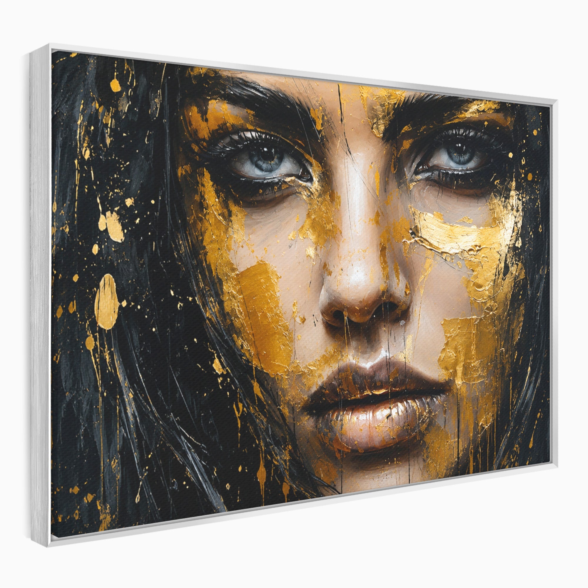 Tablou Canvas Premium LuxCanva® G1299, Portretul Aurit, Portret, Femeie, Arta Abstracta, Emotie, Dormitor, Culori Vibrante