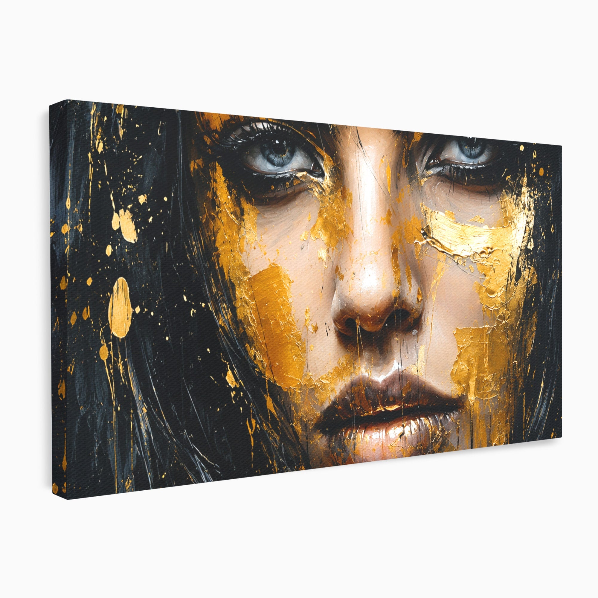 Tablou Canvas Premium LuxCanva® G1299, Portretul Aurit, Portret, Femeie, Arta Abstracta, Emotie, Dormitor, Culori Vibrante