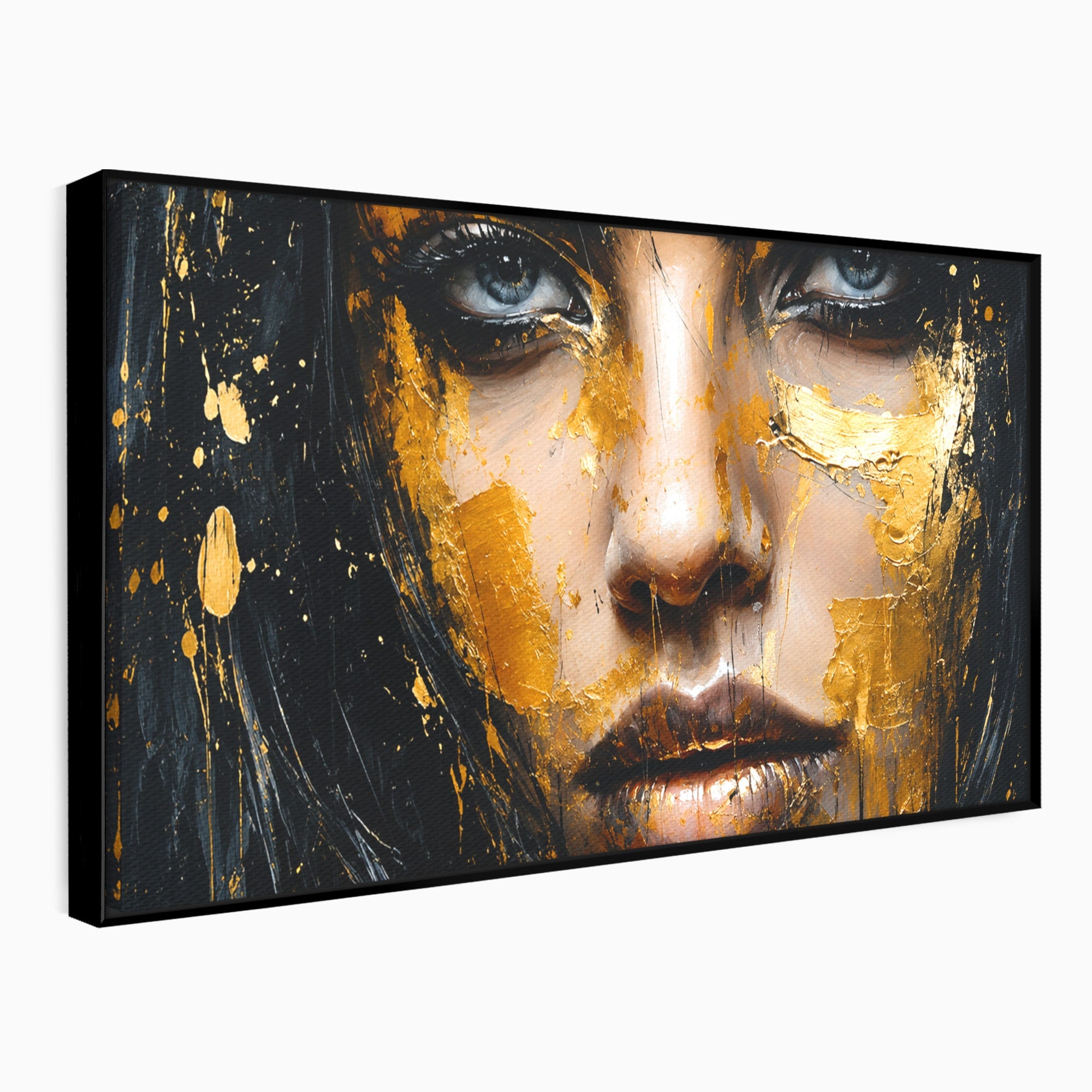 Tablou Canvas Premium LuxCanva® G1299, Portretul Aurit, Portret, Femeie, Arta Abstracta, Emotie, Dormitor, Culori Vibrante