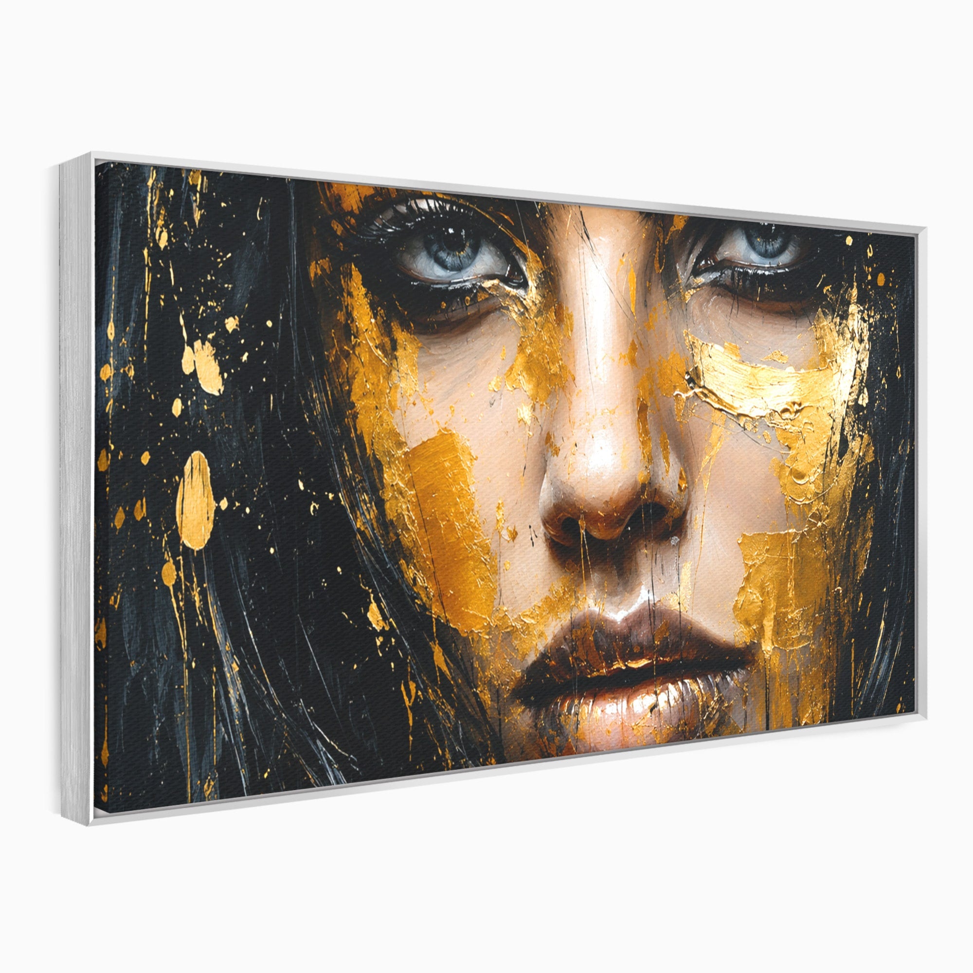 Tablou Canvas Premium LuxCanva® G1299, Portretul Aurit, Portret, Femeie, Arta Abstracta, Emotie, Dormitor, Culori Vibrante
