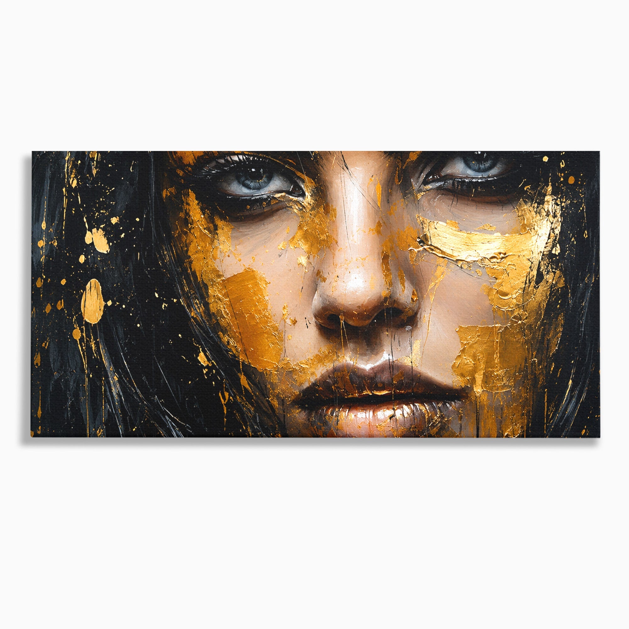 Tablou Canvas Premium LuxCanva® G1299, Portretul Aurit, Portret, Femeie, Arta Abstracta, Emotie, Dormitor, Culori Vibrante