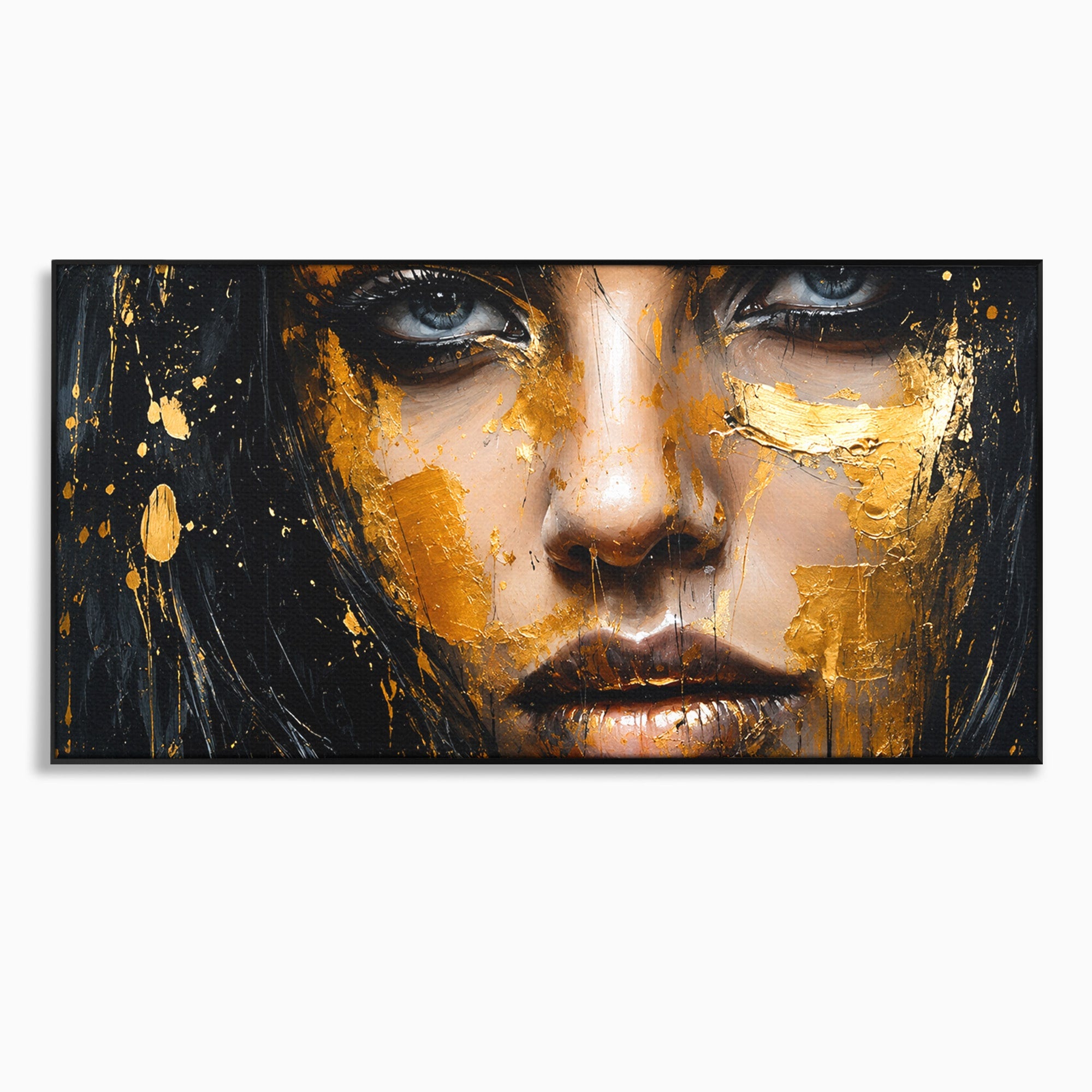 Tablou Canvas Premium LuxCanva® G1299, Portretul Aurit, Portret, Femeie, Arta Abstracta, Emotie, Dormitor, Culori Vibrante