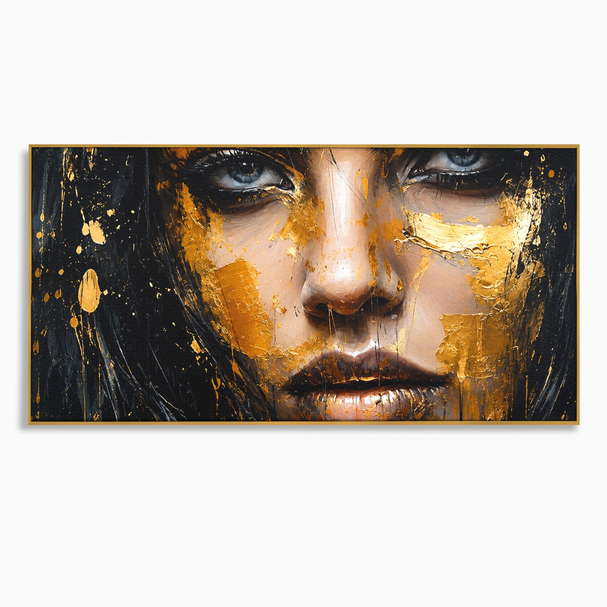 Tablou Canvas Premium LuxCanva® G1299, Portretul Aurit, Portret, Femeie, Arta Abstracta, Emotie, Dormitor, Culori Vibrante
