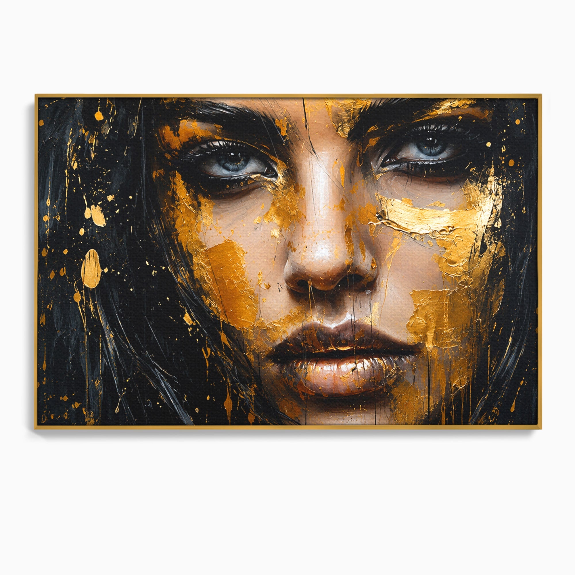 Tablou Canvas Premium LuxCanva® G1299, Portretul Aurit, Portret, Femeie, Arta Abstracta, Emotie, Dormitor, Culori Vibrante