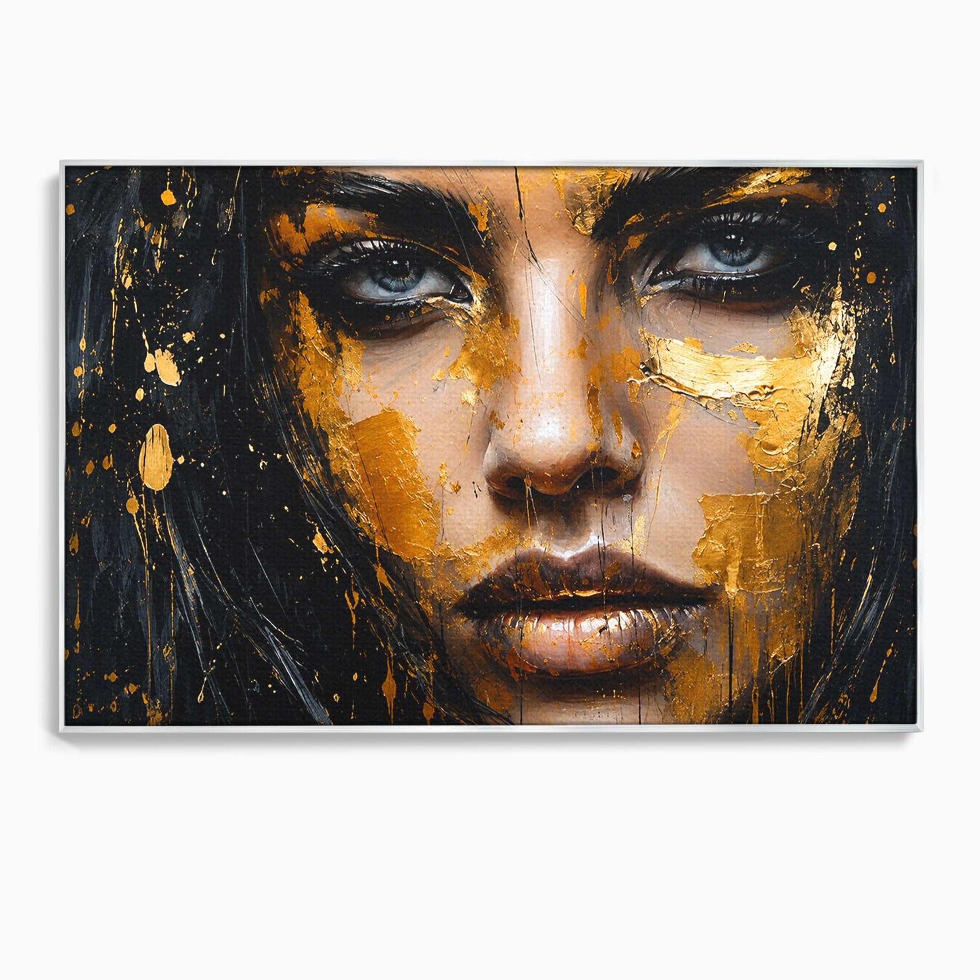 Tablou Canvas Premium LuxCanva® G1299, Portretul Aurit, Portret, Femeie, Arta Abstracta, Emotie, Dormitor, Culori Vibrante