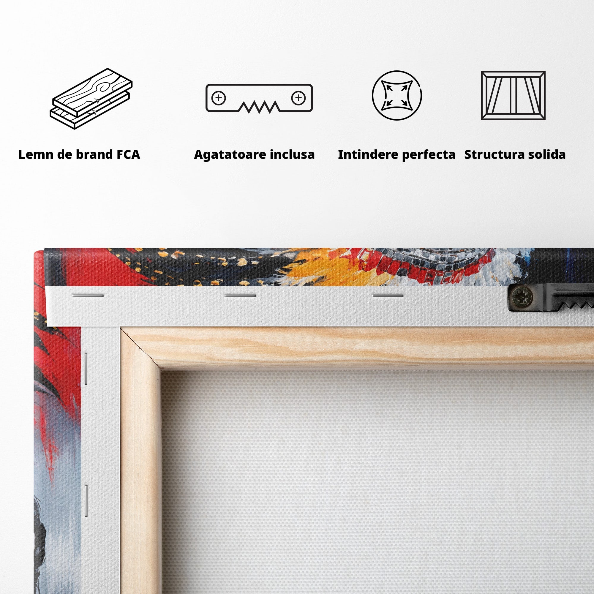 Tablou Canvas Premium LuxCanva® G1300, Femeie Cu Pene Colorate, Femeie, Portret, Pene, Exotic, Living, Culori Vibrante