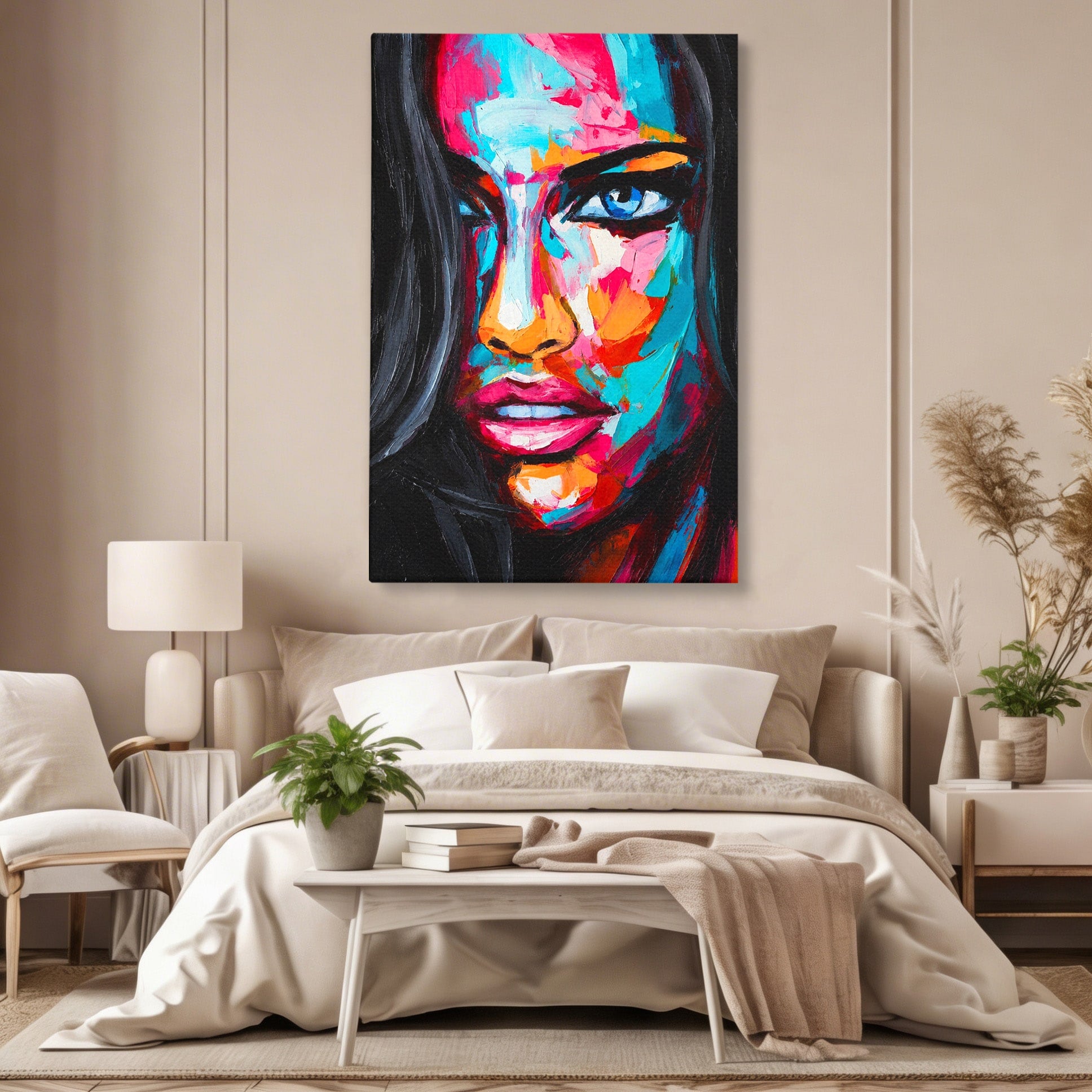 Tablou Canvas Premium LuxCanva® GL1065, Privire Hipnotica, Portret, Abstract, Femeie, Living, Dormitor, Culori Vibrante