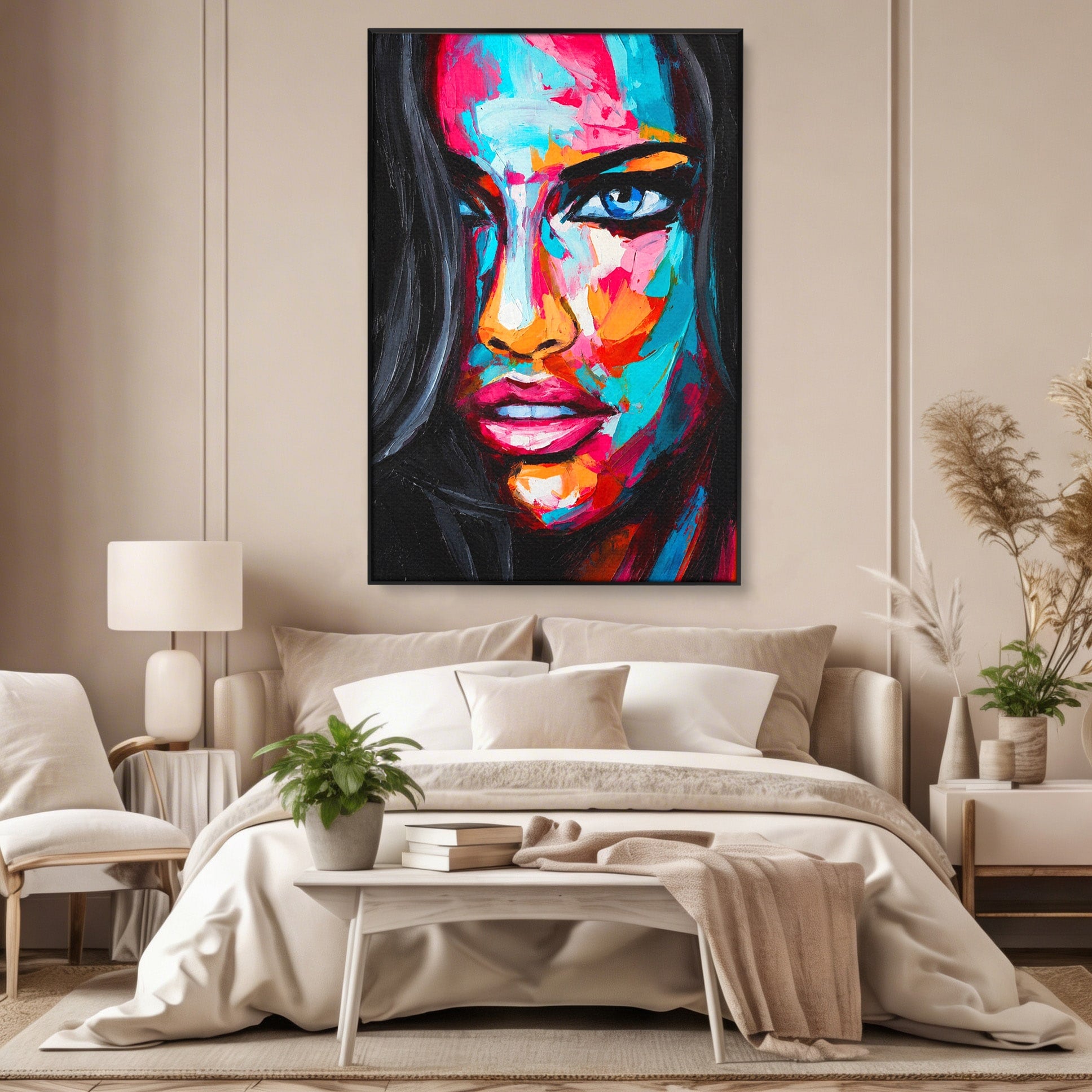 Tablou Canvas Premium LuxCanva® GL1065, Privire Hipnotica, Portret, Abstract, Femeie, Living, Dormitor, Culori Vibrante