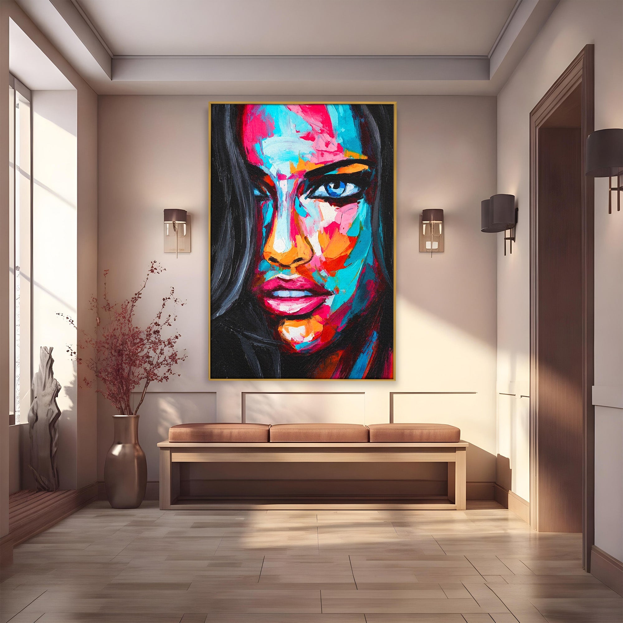 Tablou Canvas Premium LuxCanva® GL1065, Privire Hipnotica, Portret, Abstract, Femeie, Living, Dormitor, Culori Vibrante