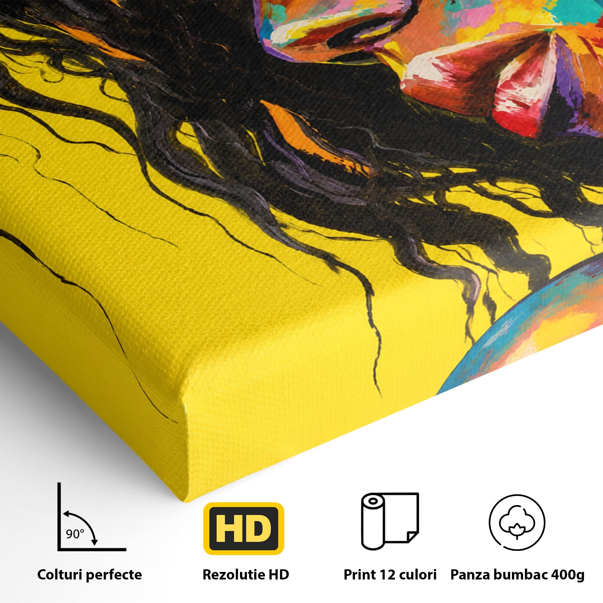 Tablou Canvas Premium LuxCanva® GL1066, Portret In Lumini, Portret, Femeie, Abstract, Arta, Living, Culori Vibrante