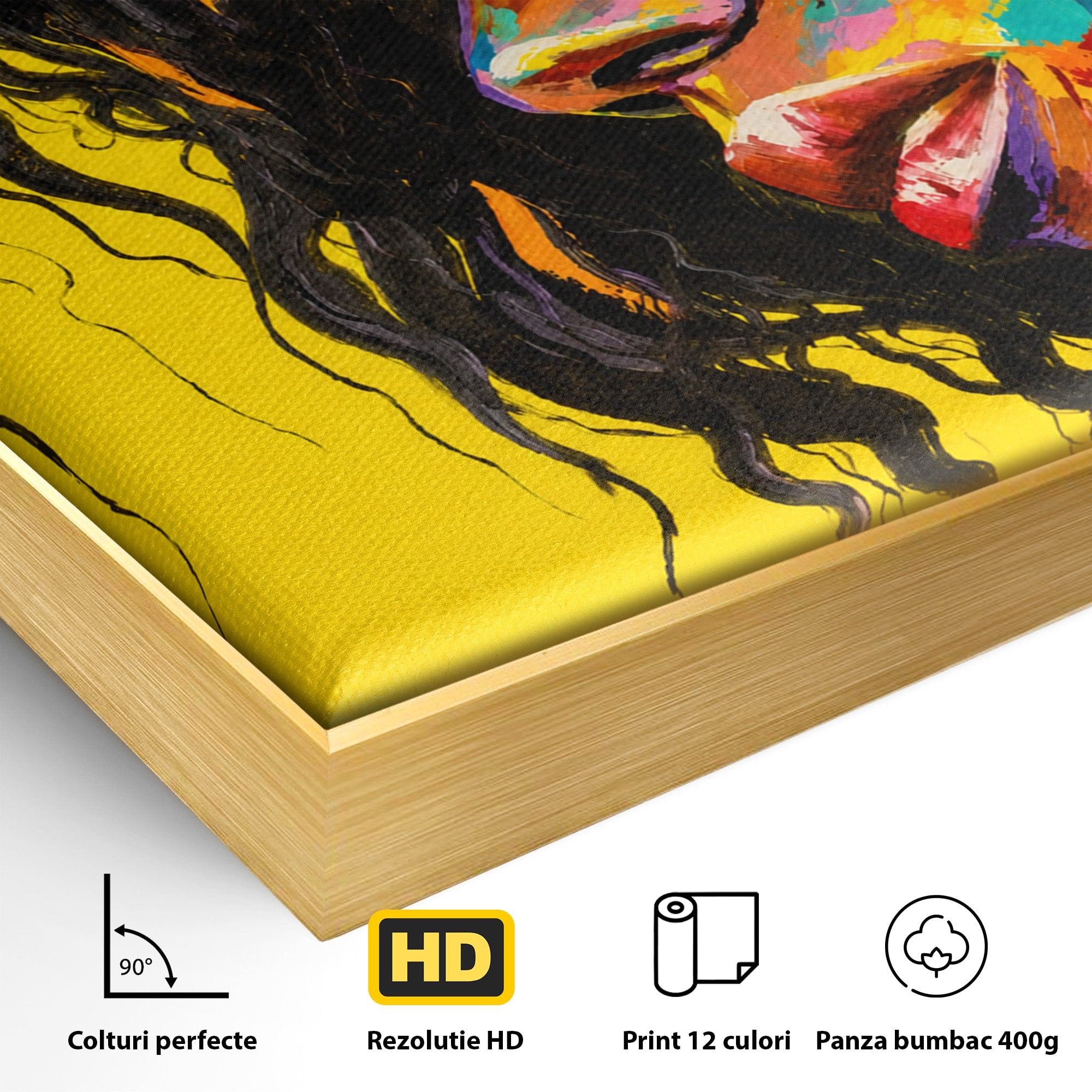 Tablou Canvas Premium LuxCanva® GL1066, Portret In Lumini, Portret, Femeie, Abstract, Arta, Living, Culori Vibrante
