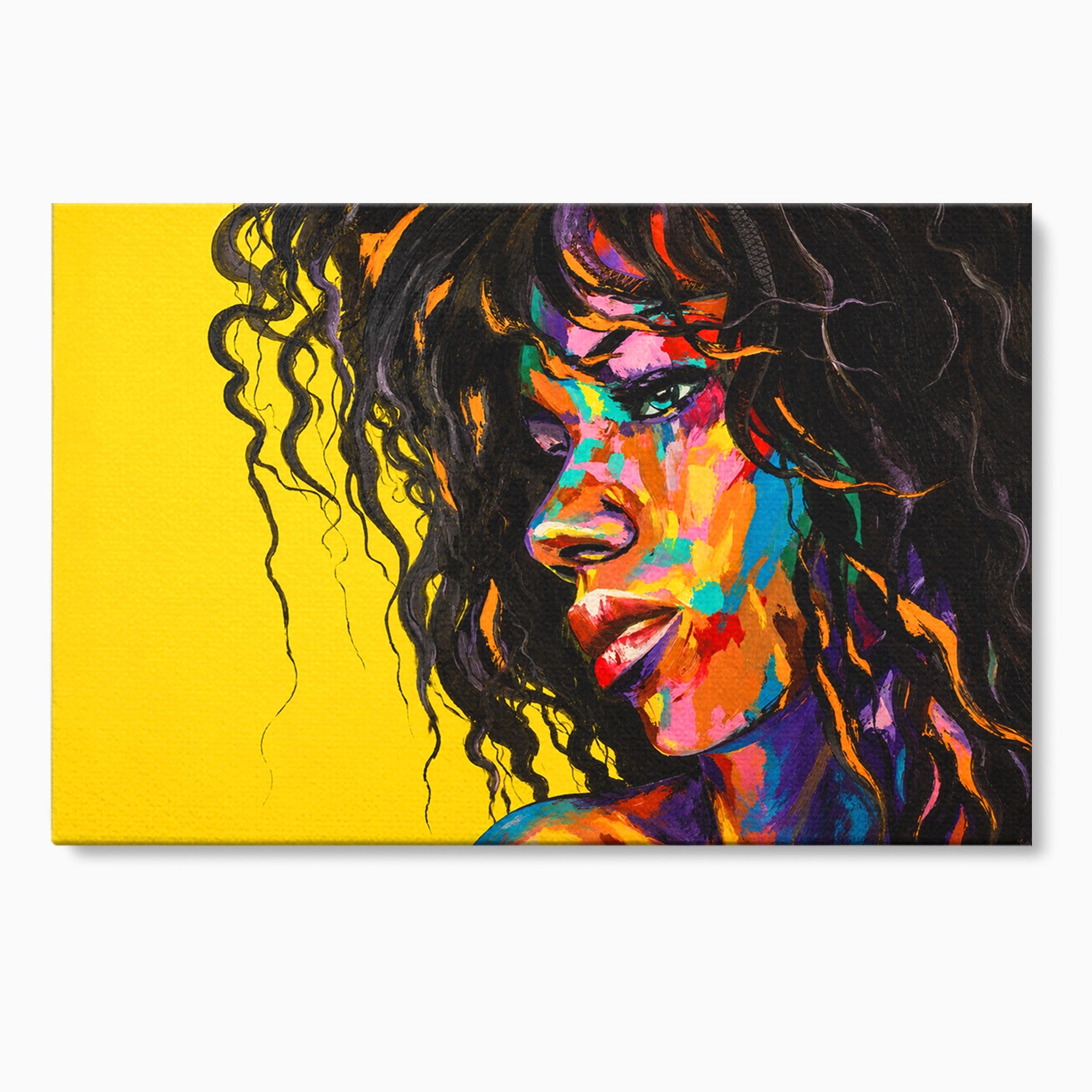 Tablou Canvas Premium LuxCanva® GL1066, Portret In Lumini, Portret, Femeie, Abstract, Arta, Living, Culori Vibrante