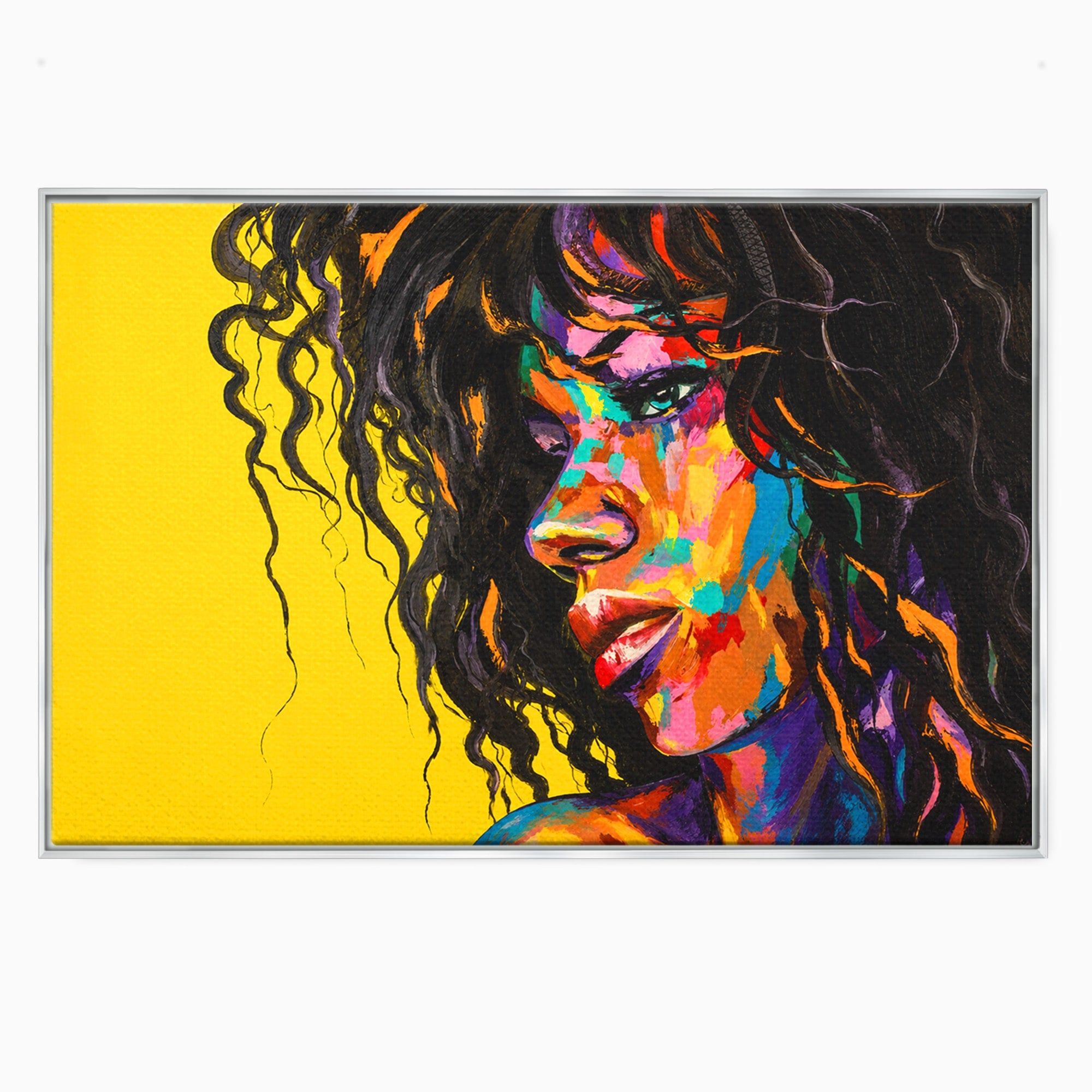 Tablou Canvas Premium LuxCanva® GL1066, Portret In Lumini, Portret, Femeie, Abstract, Arta, Living, Culori Vibrante