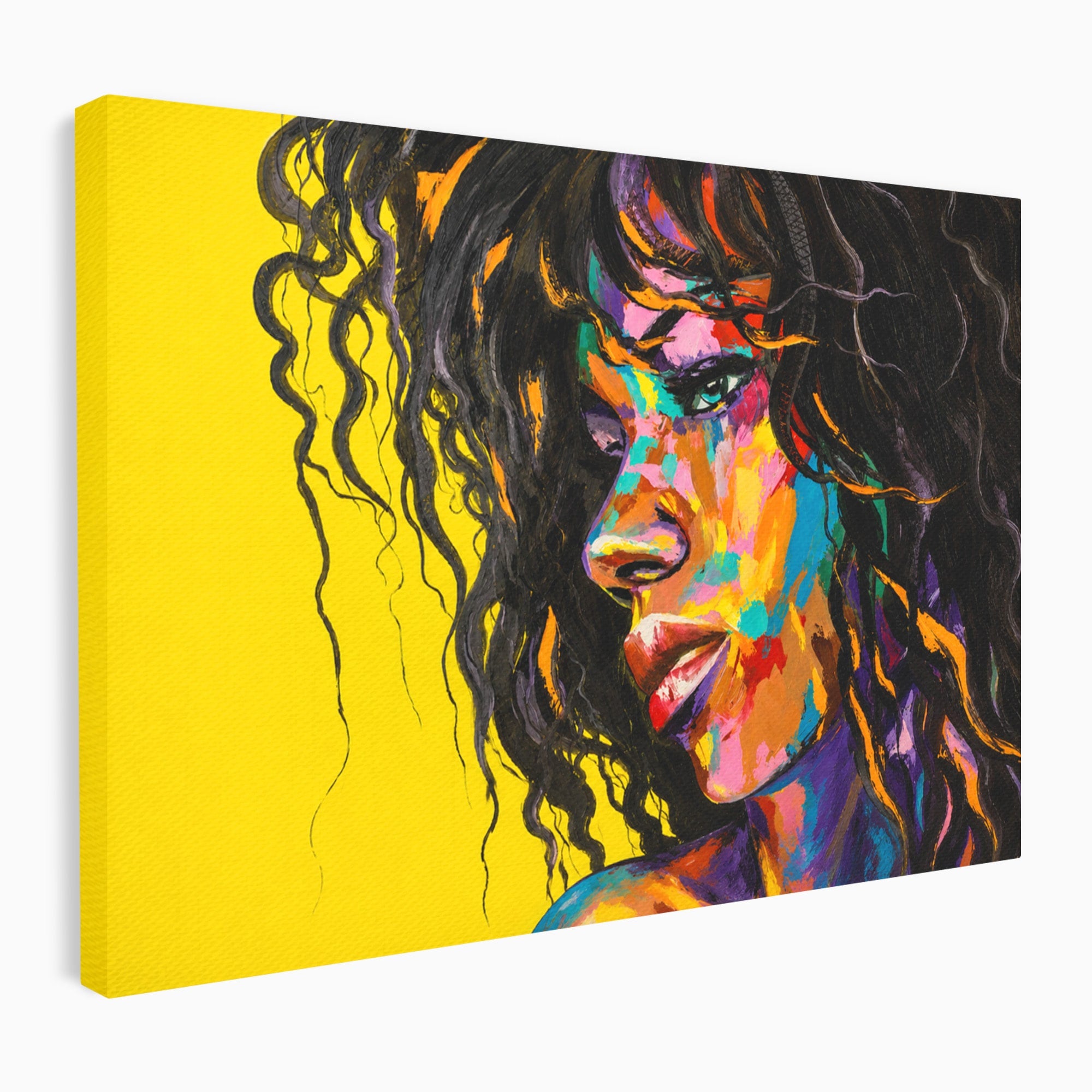 Tablou Canvas Premium LuxCanva® GL1066, Portret In Lumini, Portret, Femeie, Abstract, Arta, Living, Culori Vibrante