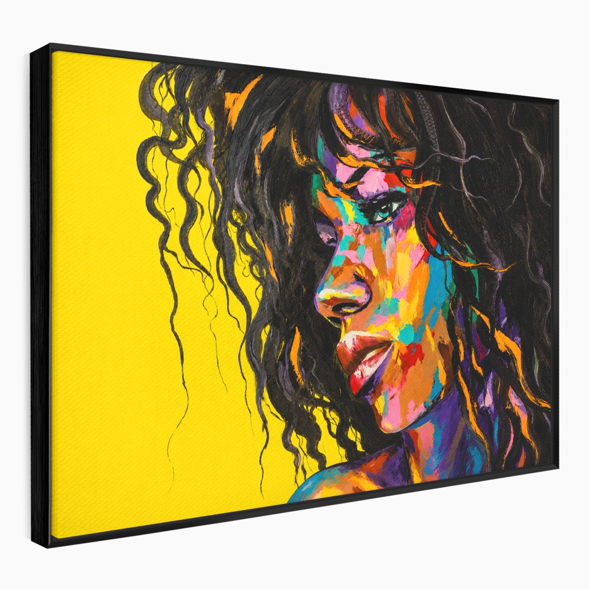 Tablou Canvas Premium LuxCanva® GL1066, Portret In Lumini, Portret, Femeie, Abstract, Arta, Living, Culori Vibrante