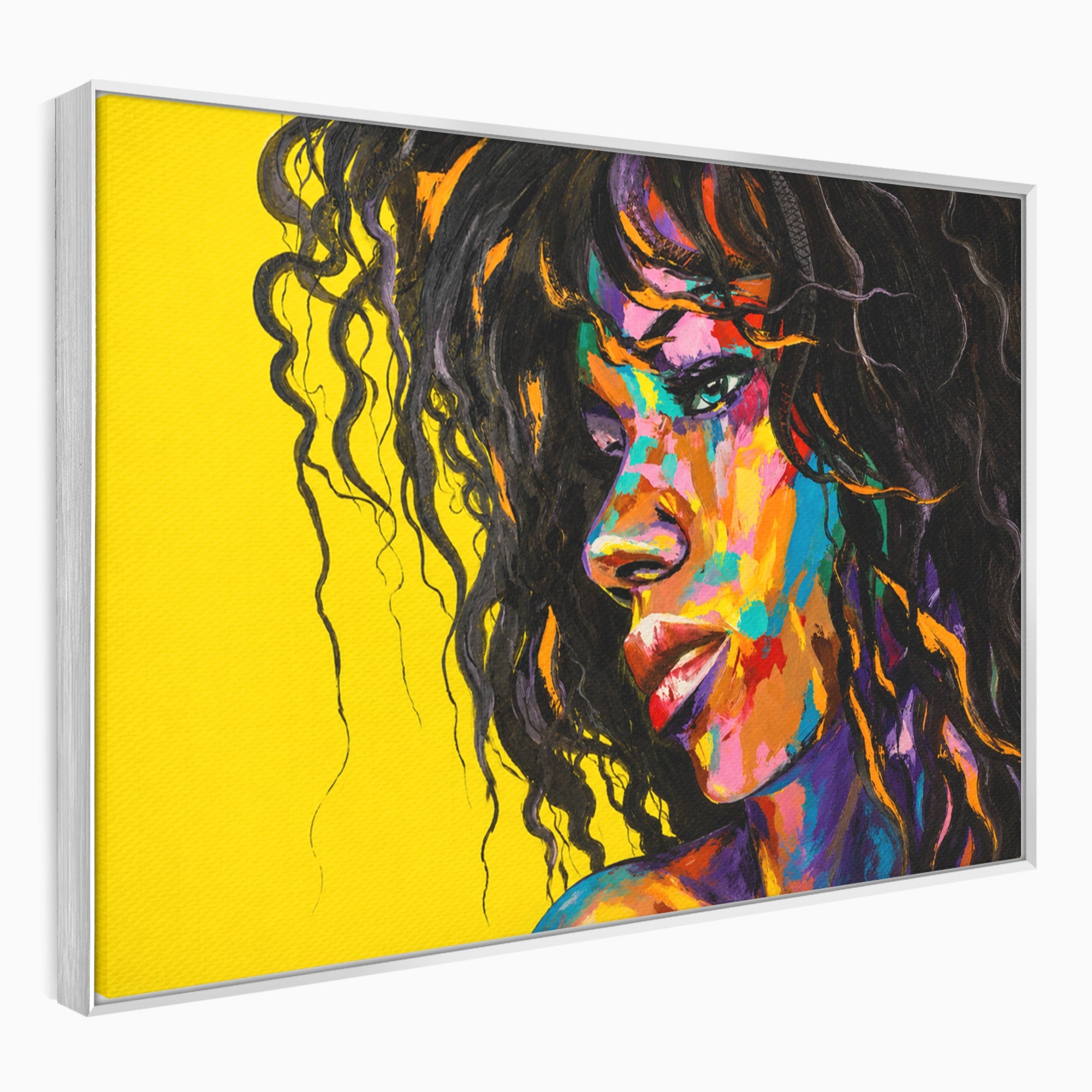 Tablou Canvas Premium LuxCanva® GL1066, Portret In Lumini, Portret, Femeie, Abstract, Arta, Living, Culori Vibrante