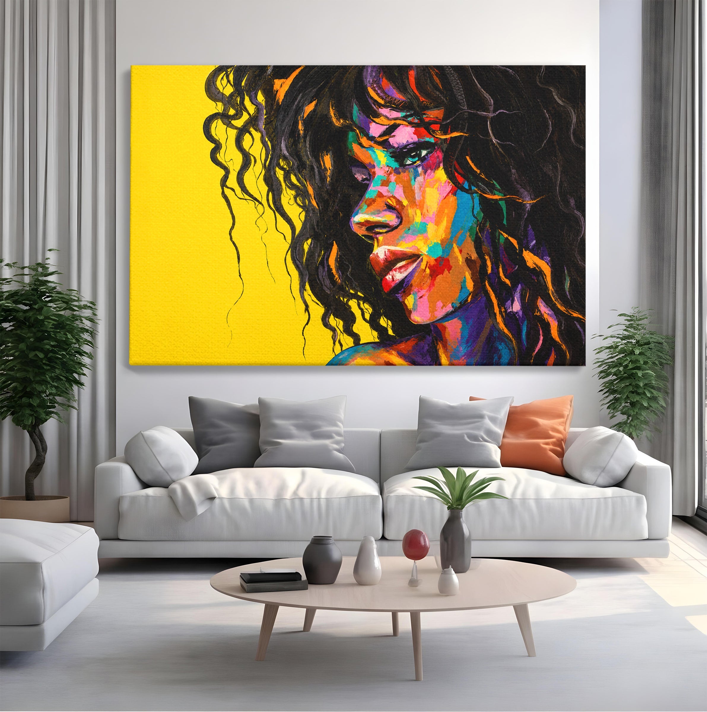 Tablou Canvas Premium LuxCanva® GL1066, Portret In Lumini, Portret, Femeie, Abstract, Arta, Living, Culori Vibrante