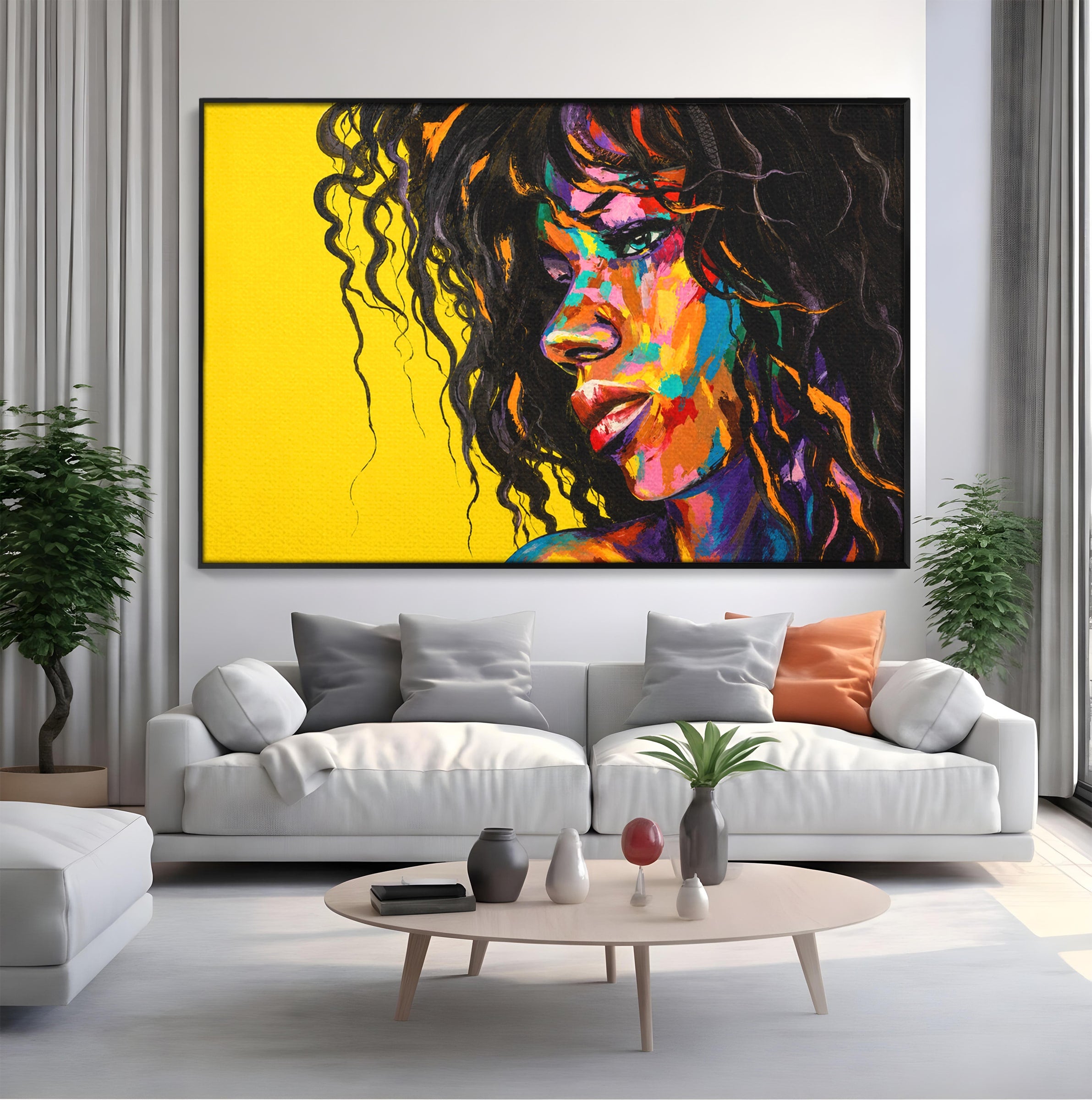 Tablou Canvas Premium LuxCanva® GL1066, Portret In Lumini, Portret, Femeie, Abstract, Arta, Living, Culori Vibrante