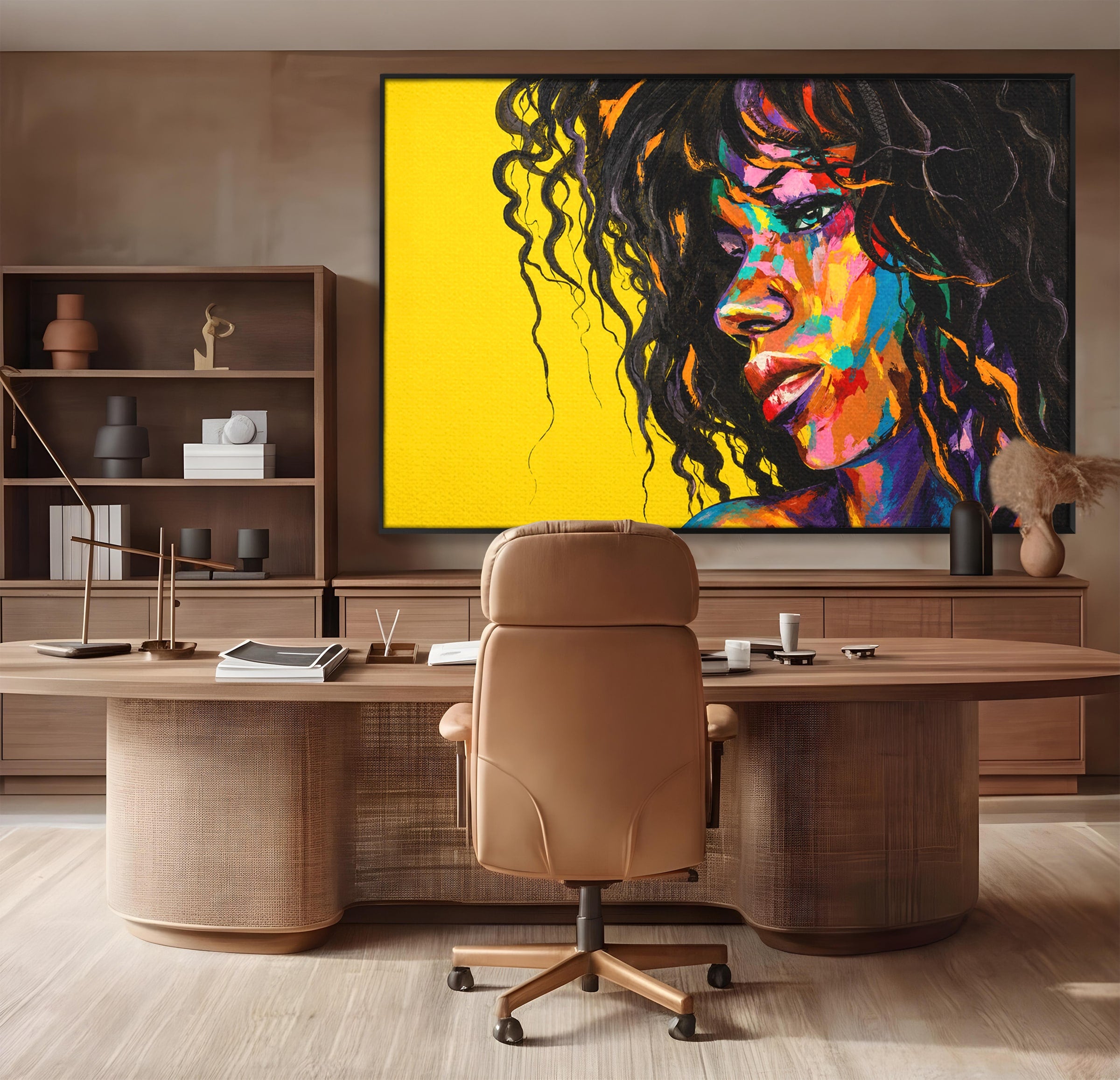 Tablou Canvas Premium LuxCanva® GL1066, Portret In Lumini, Portret, Femeie, Abstract, Arta, Living, Culori Vibrante