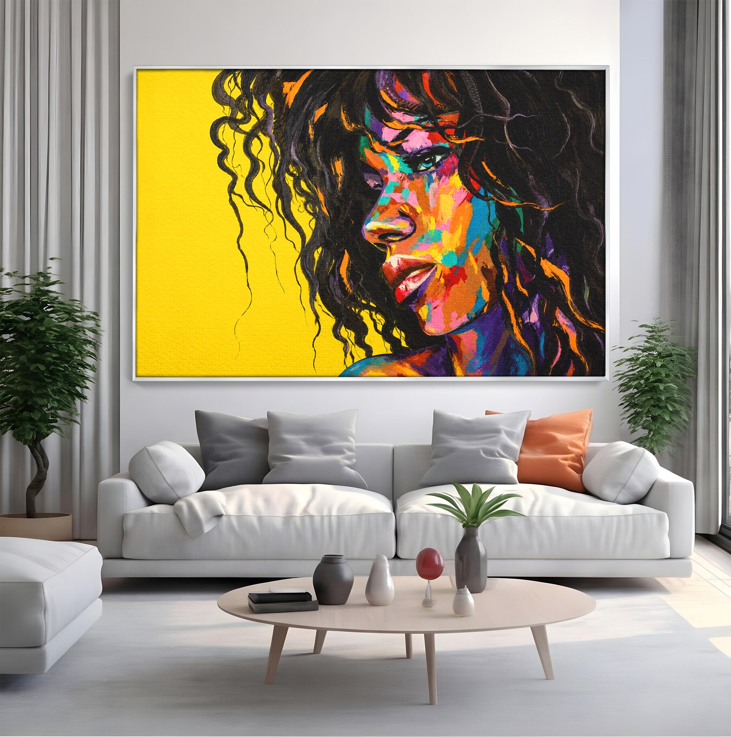 Tablou Canvas Premium LuxCanva® GL1066, Portret In Lumini, Portret, Femeie, Abstract, Arta, Living, Culori Vibrante