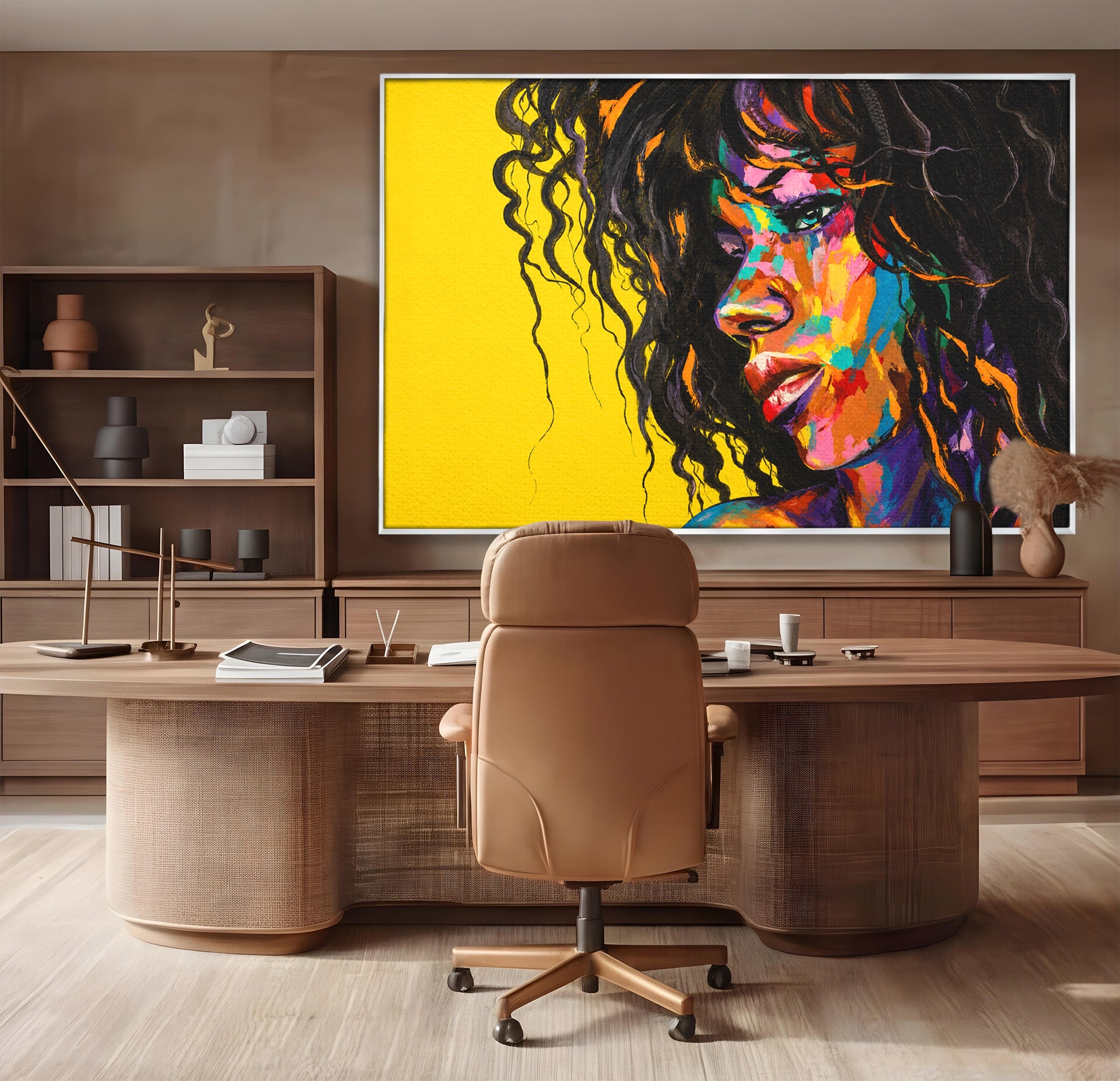 Tablou Canvas Premium LuxCanva® GL1066, Portret In Lumini, Portret, Femeie, Abstract, Arta, Living, Culori Vibrante