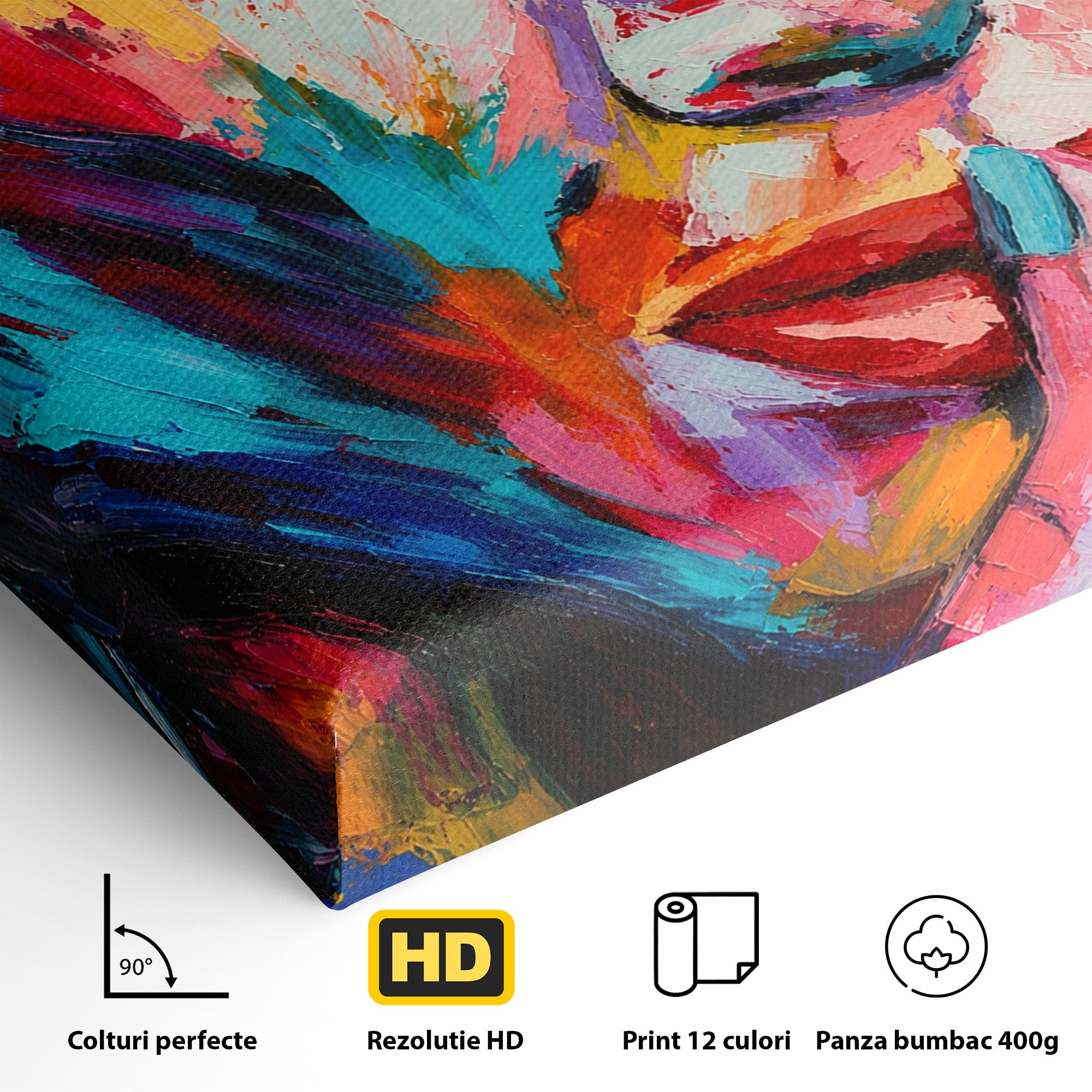 Tablou Canvas Premium LuxCanva® GL1067, Tacerea Vorbeste, Femeie, Portret, Abstract, Contemplatie, Living, Culori Vibrante