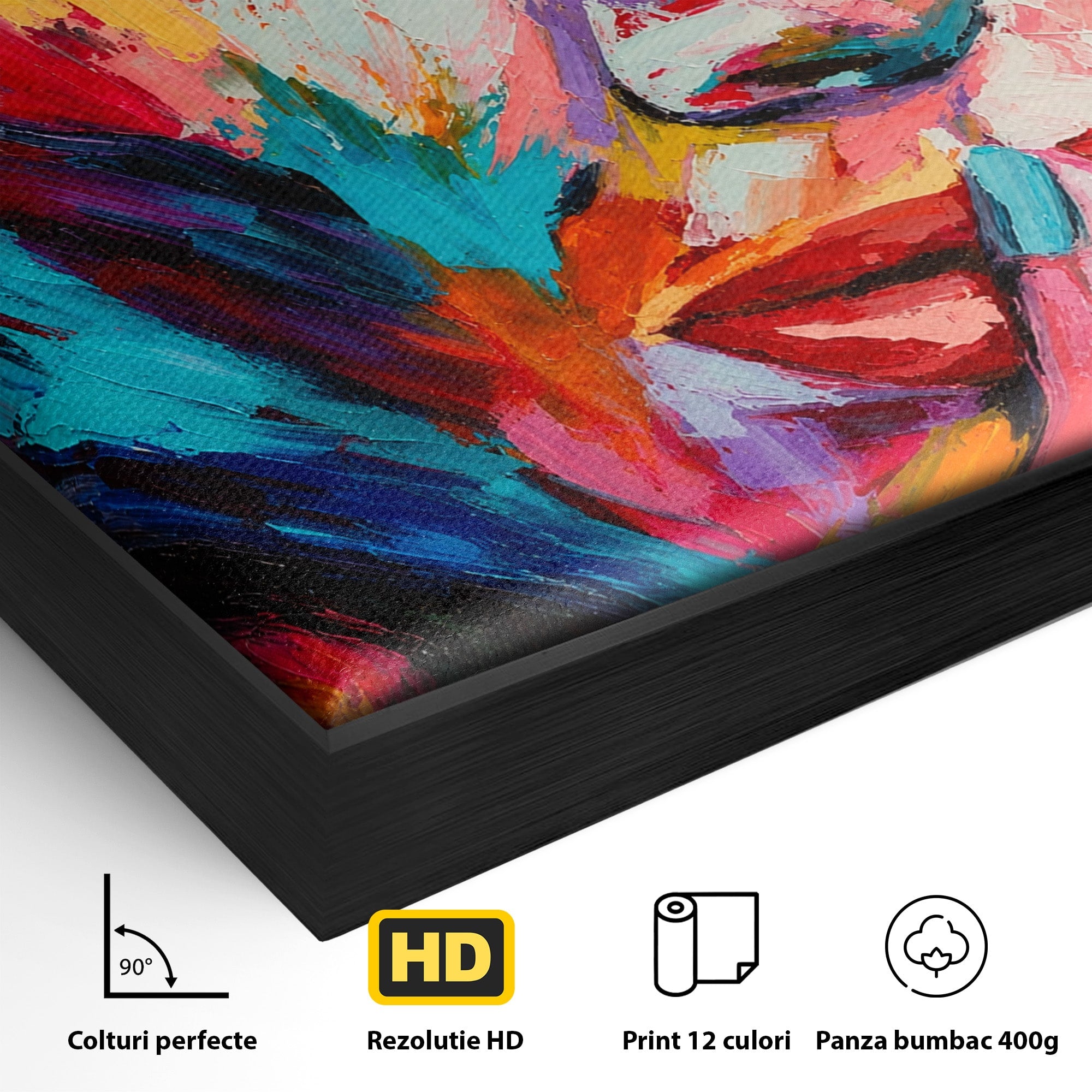 Tablou Canvas Premium LuxCanva® GL1067, Tacerea Vorbeste, Femeie, Portret, Abstract, Contemplatie, Living, Culori Vibrante
