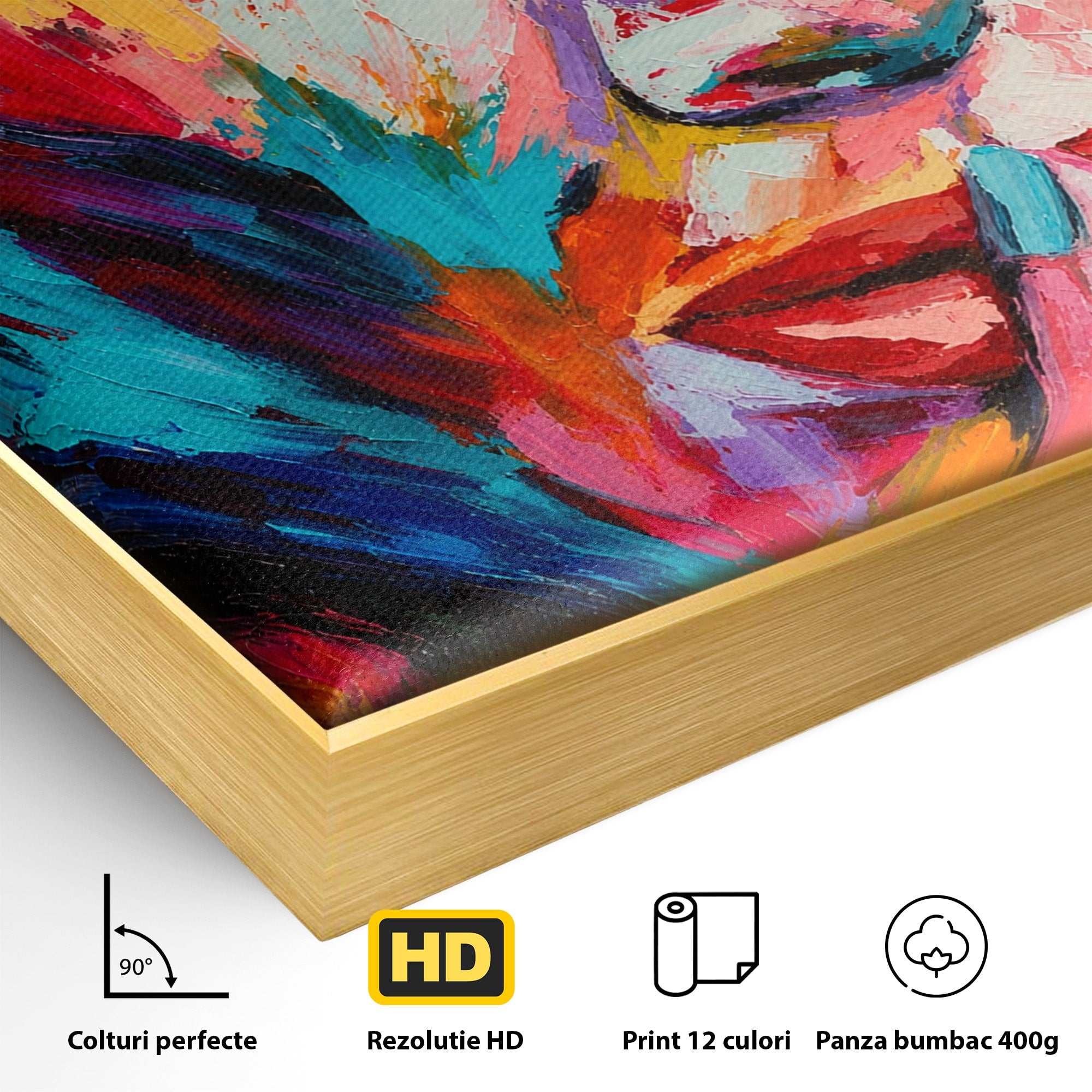 Tablou Canvas Premium LuxCanva® GL1067, Tacerea Vorbeste, Femeie, Portret, Abstract, Contemplatie, Living, Culori Vibrante