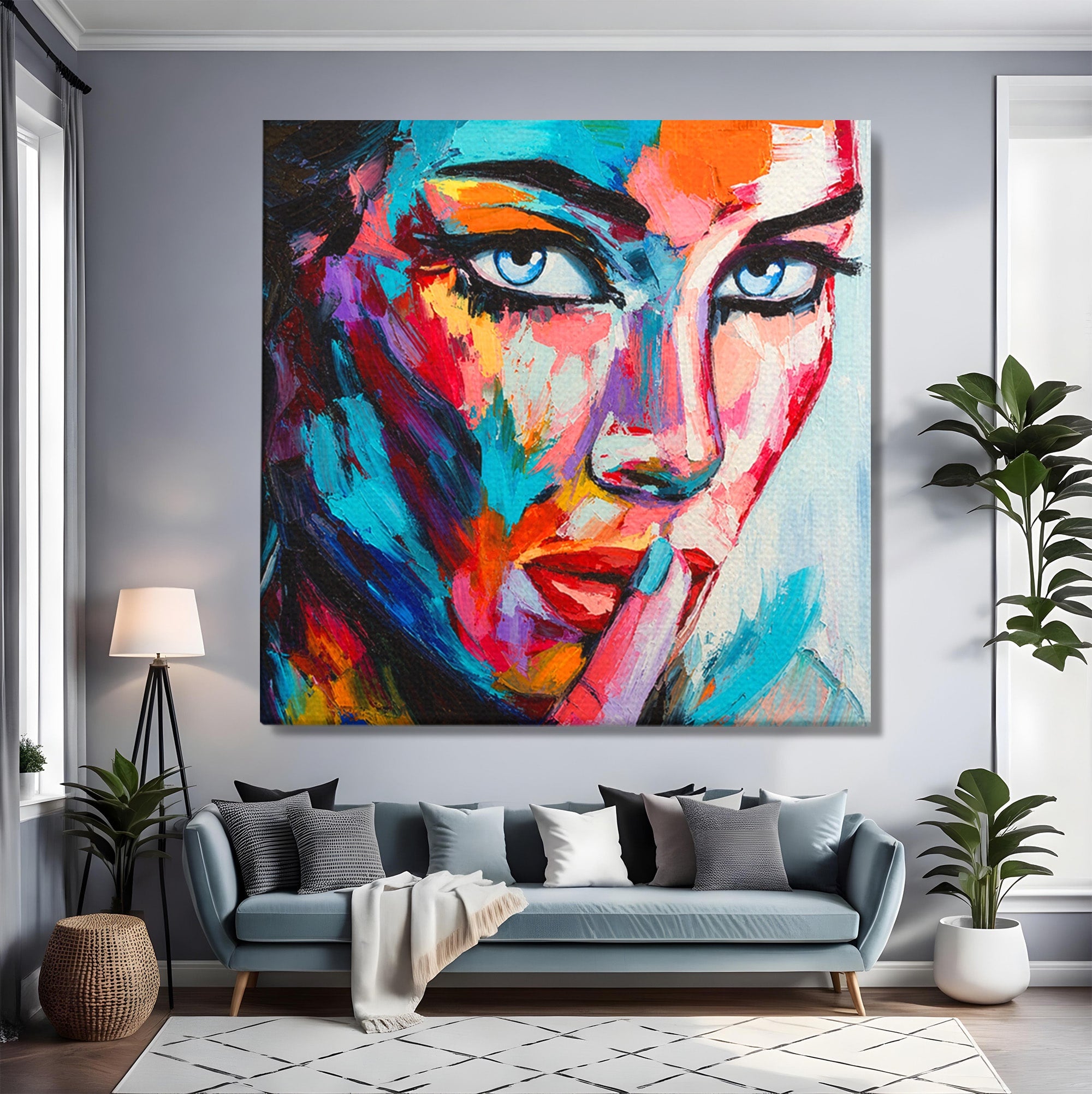 Tablou Canvas Premium LuxCanva® GL1067, Tacerea Vorbeste, Femeie, Portret, Abstract, Contemplatie, Living, Culori Vibrante