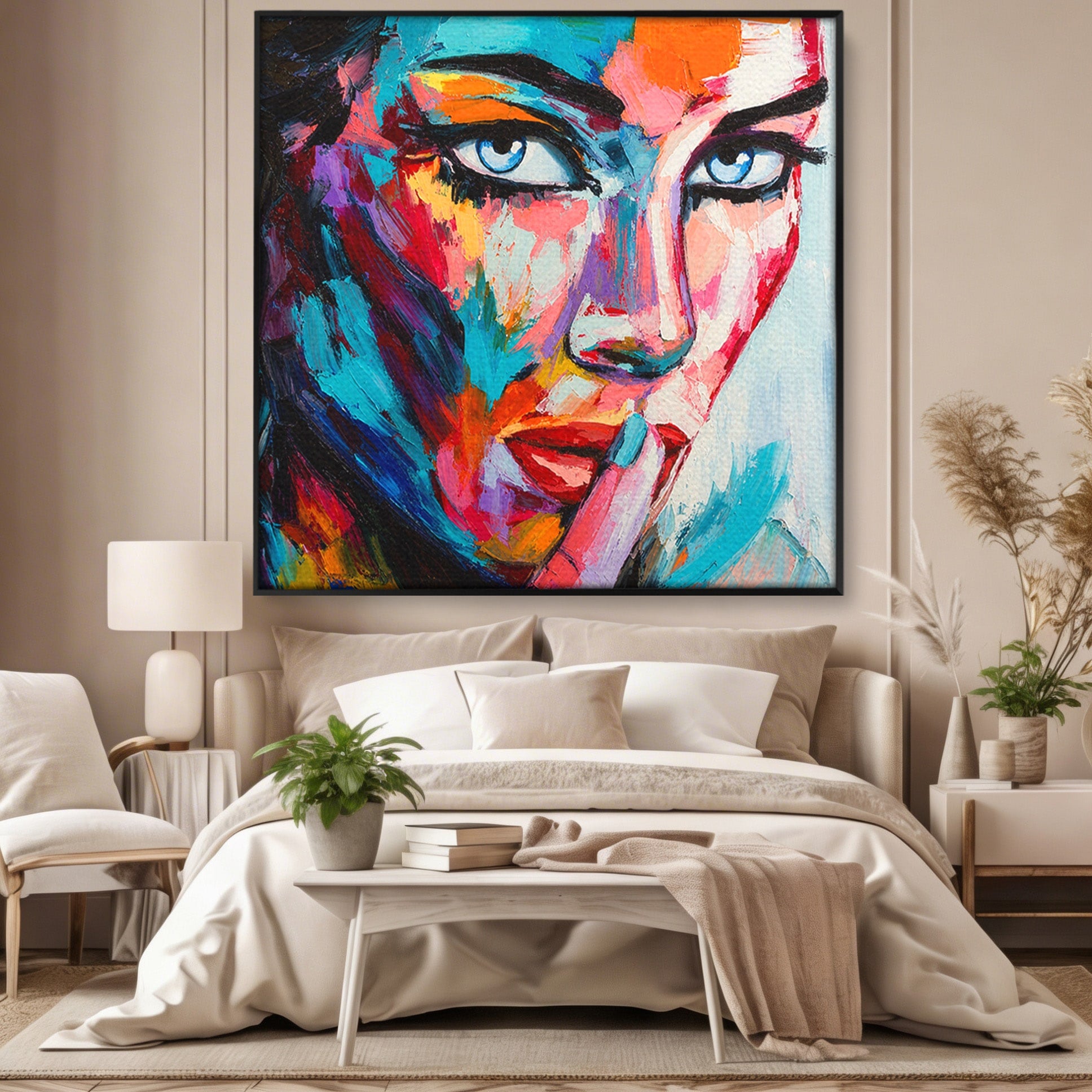 Tablou Canvas Premium LuxCanva® GL1067, Tacerea Vorbeste, Femeie, Portret, Abstract, Contemplatie, Living, Culori Vibrante