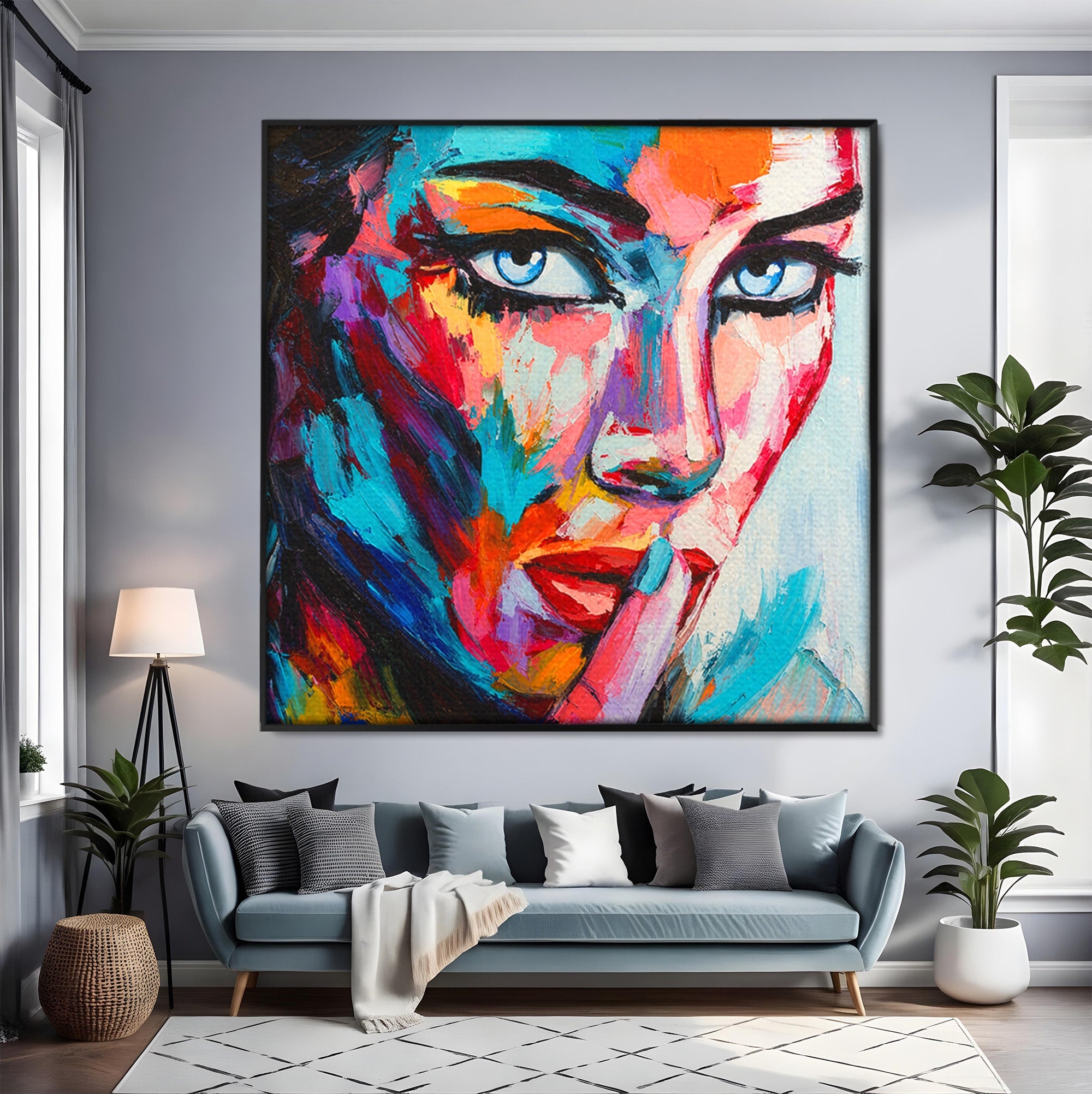 Tablou Canvas Premium LuxCanva® GL1067, Tacerea Vorbeste, Femeie, Portret, Abstract, Contemplatie, Living, Culori Vibrante
