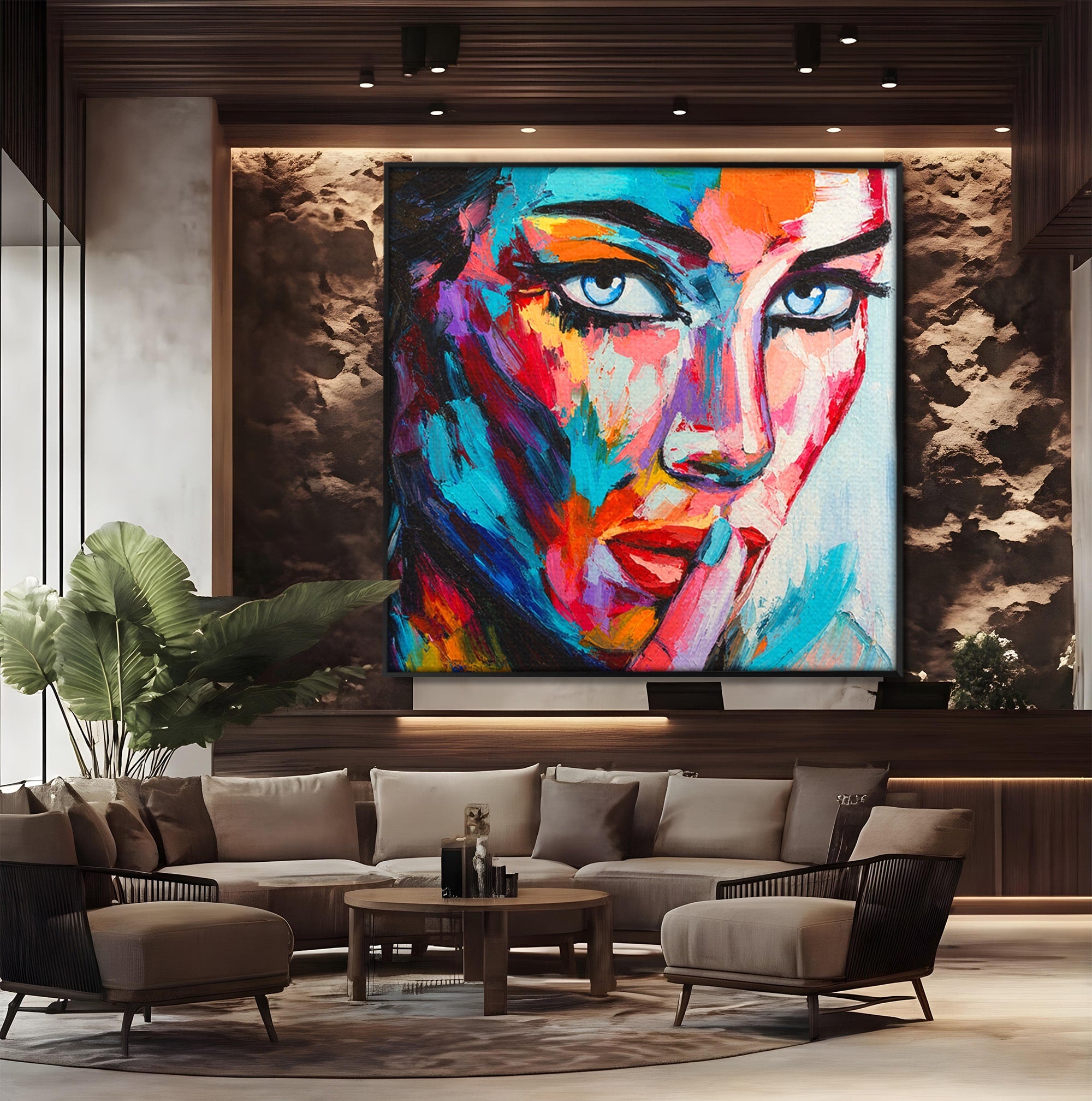 Tablou Canvas Premium LuxCanva® GL1067, Tacerea Vorbeste, Femeie, Portret, Abstract, Contemplatie, Living, Culori Vibrante