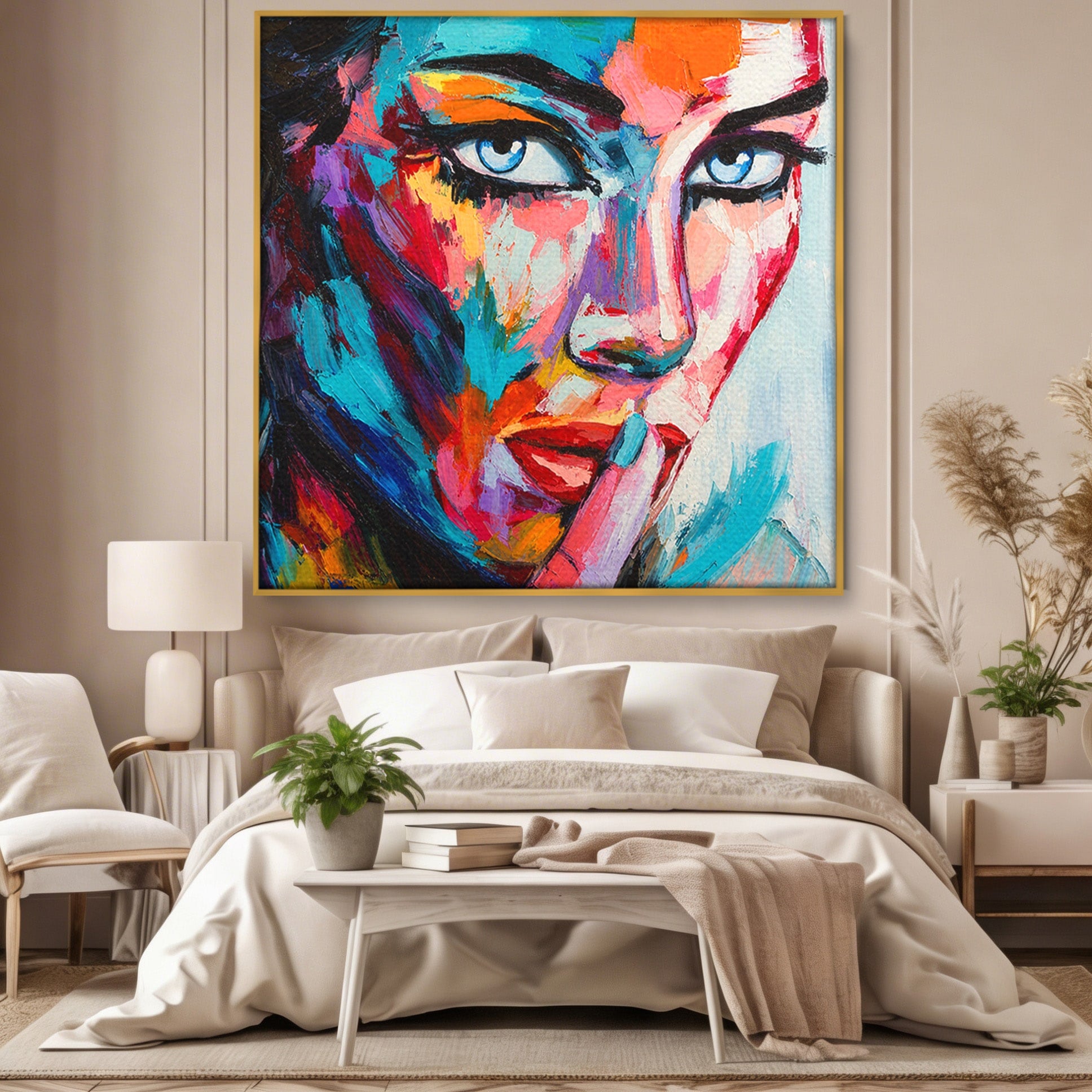 Tablou Canvas Premium LuxCanva® GL1067, Tacerea Vorbeste, Femeie, Portret, Abstract, Contemplatie, Living, Culori Vibrante