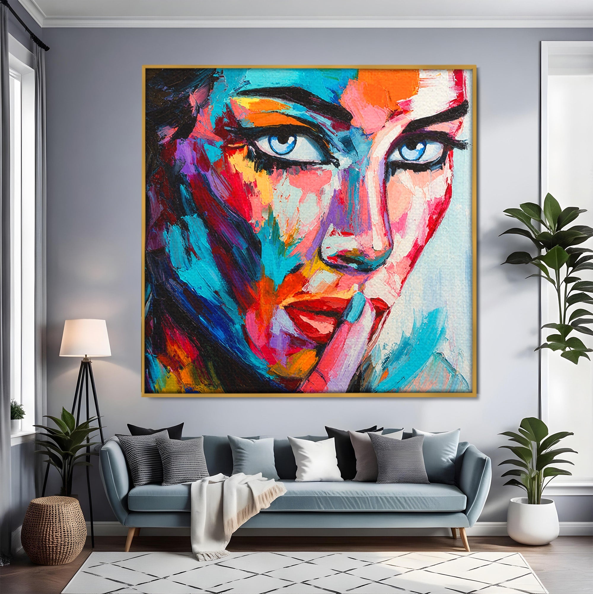 Tablou Canvas Premium LuxCanva® GL1067, Tacerea Vorbeste, Femeie, Portret, Abstract, Contemplatie, Living, Culori Vibrante