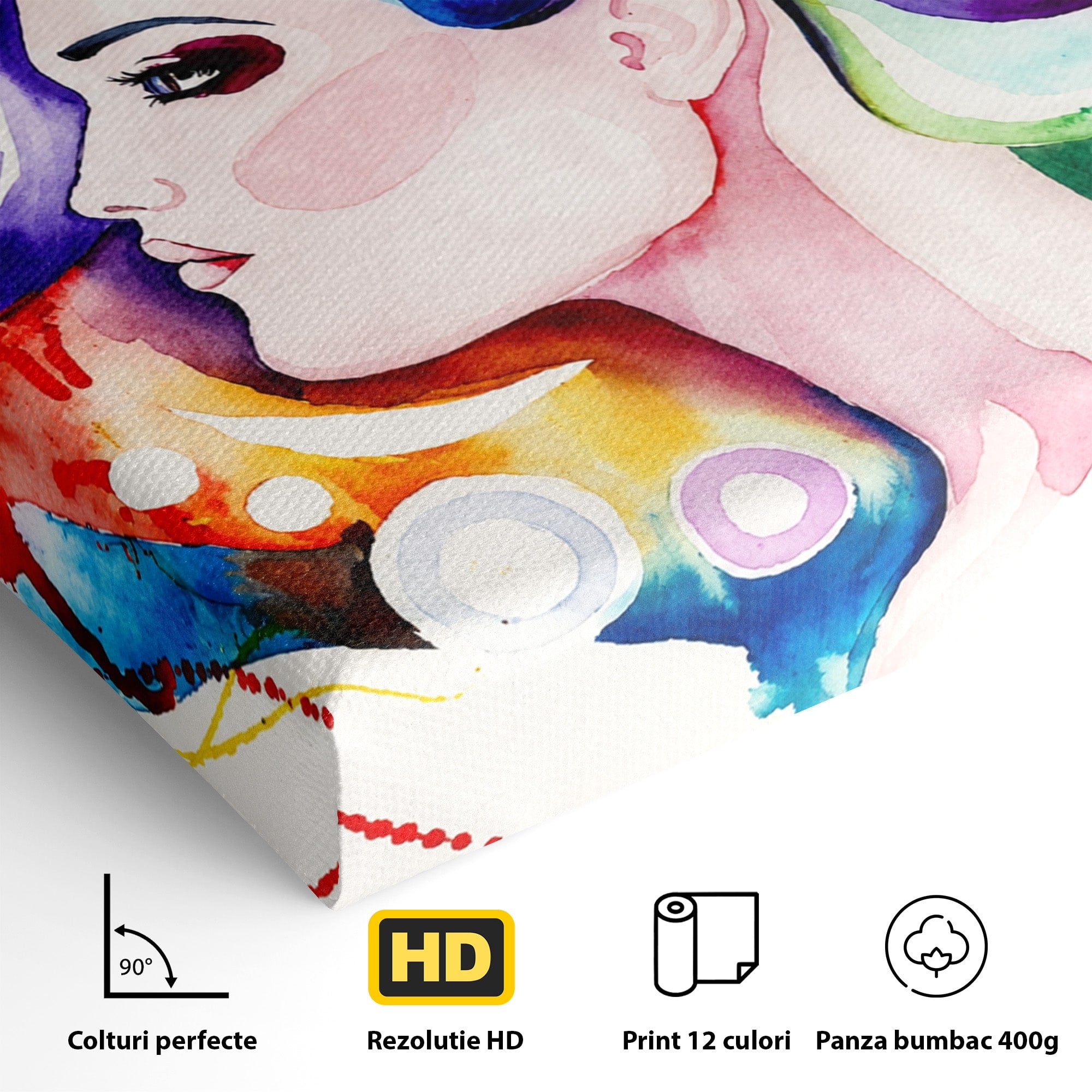 Tablou Canvas Premium LuxCanva® GL1068, Magia Gandurilor, Portret, Femeie, Arta Abstracta, Modern, Living, Culori Vibrante