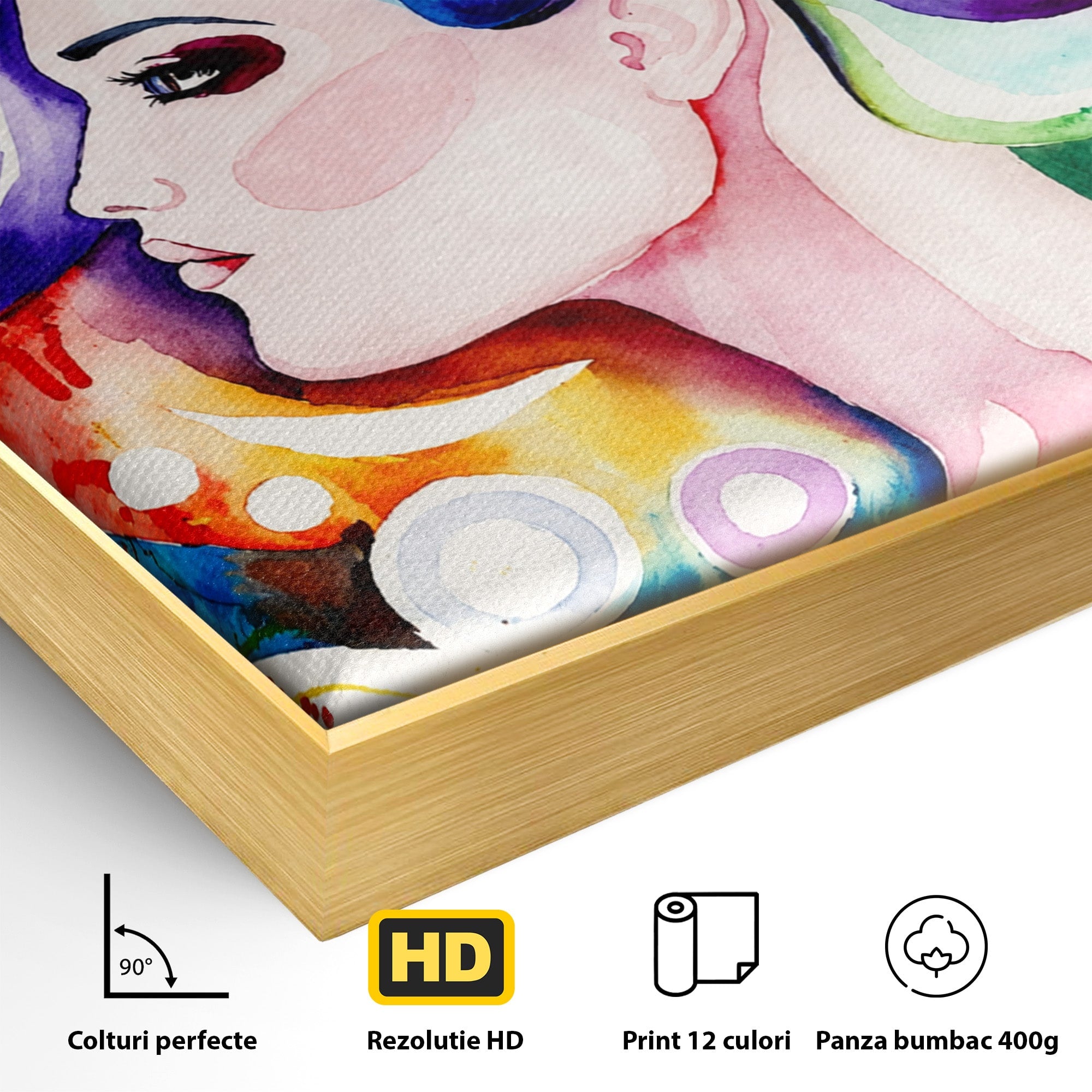 Tablou Canvas Premium LuxCanva® GL1068, Magia Gandurilor, Portret, Femeie, Arta Abstracta, Modern, Living, Culori Vibrante