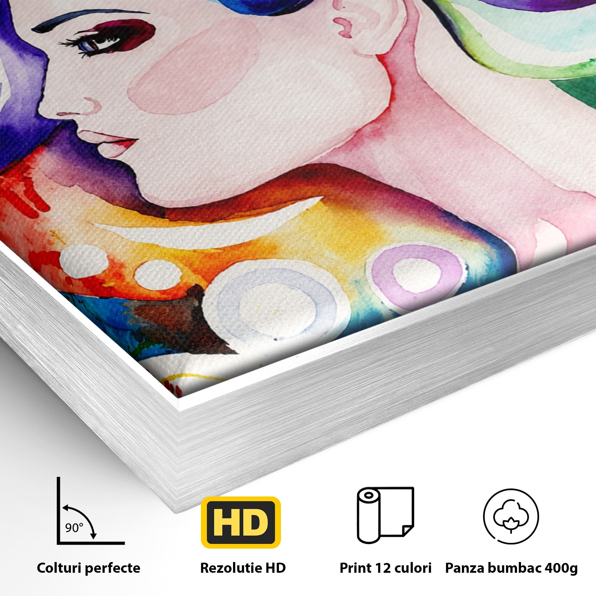 Tablou Canvas Premium LuxCanva® GL1068, Magia Gandurilor, Portret, Femeie, Arta Abstracta, Modern, Living, Culori Vibrante