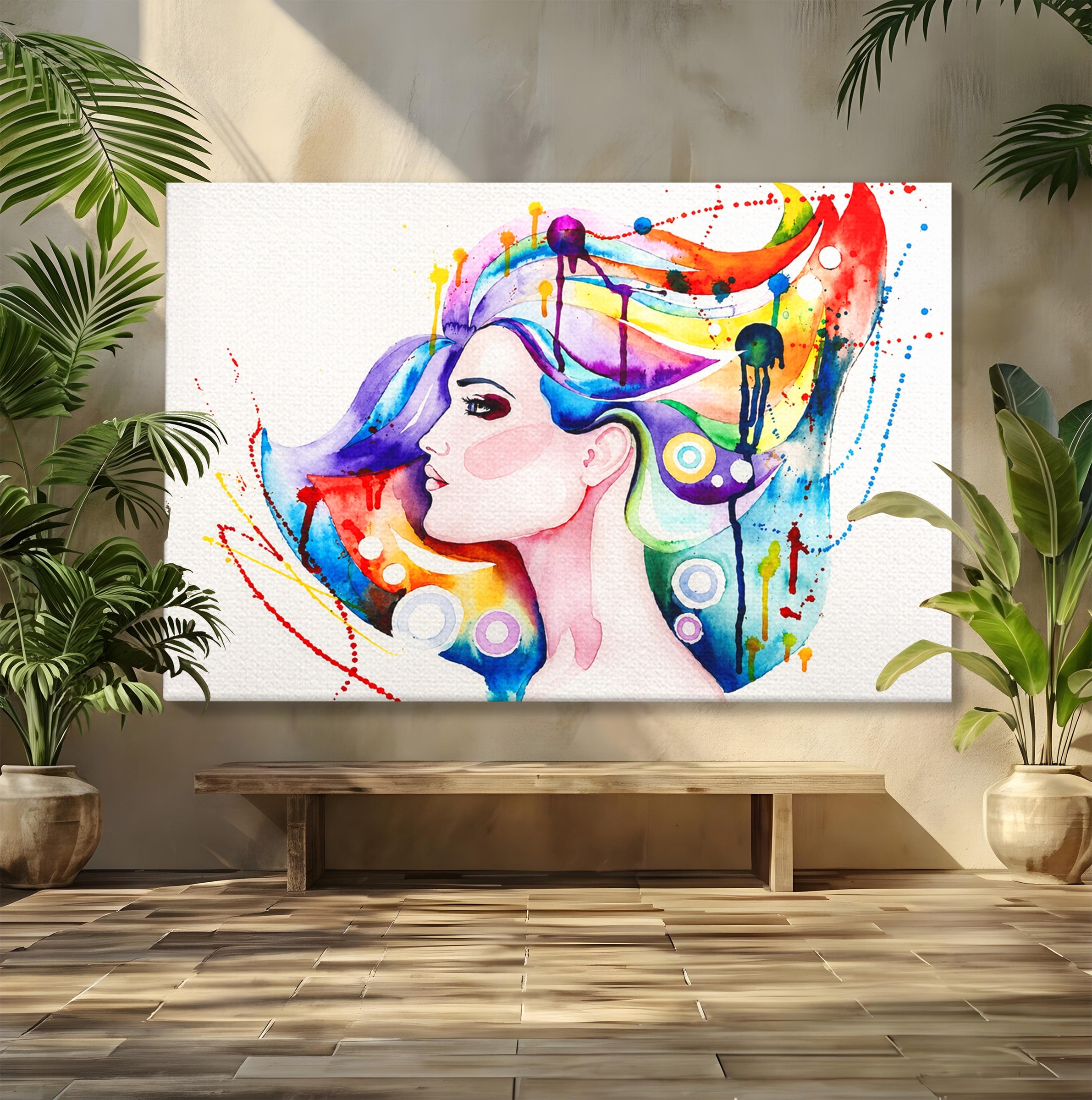 Tablou Canvas Premium LuxCanva® GL1068, Magia Gandurilor, Portret, Femeie, Arta Abstracta, Modern, Living, Culori Vibrante