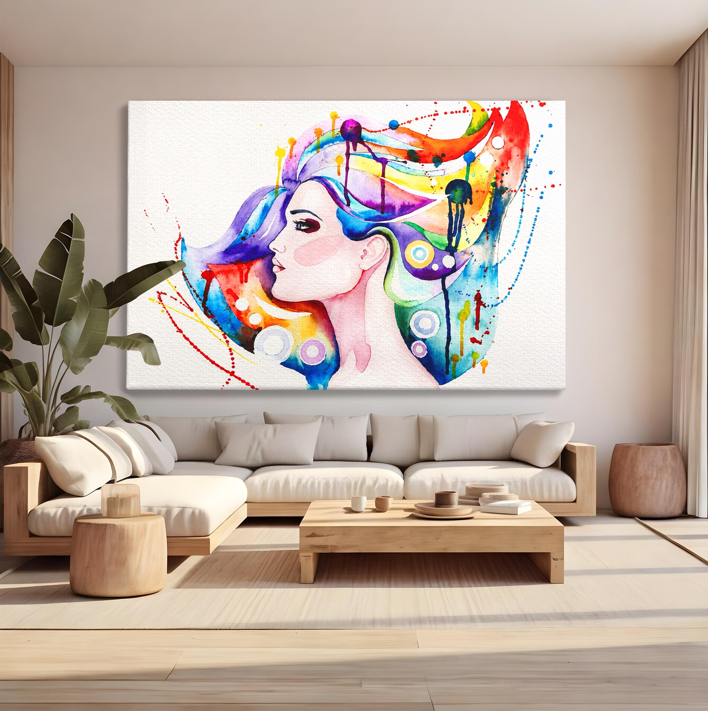 Tablou Canvas Premium LuxCanva® GL1068, Magia Gandurilor, Portret, Femeie, Arta Abstracta, Modern, Living, Culori Vibrante