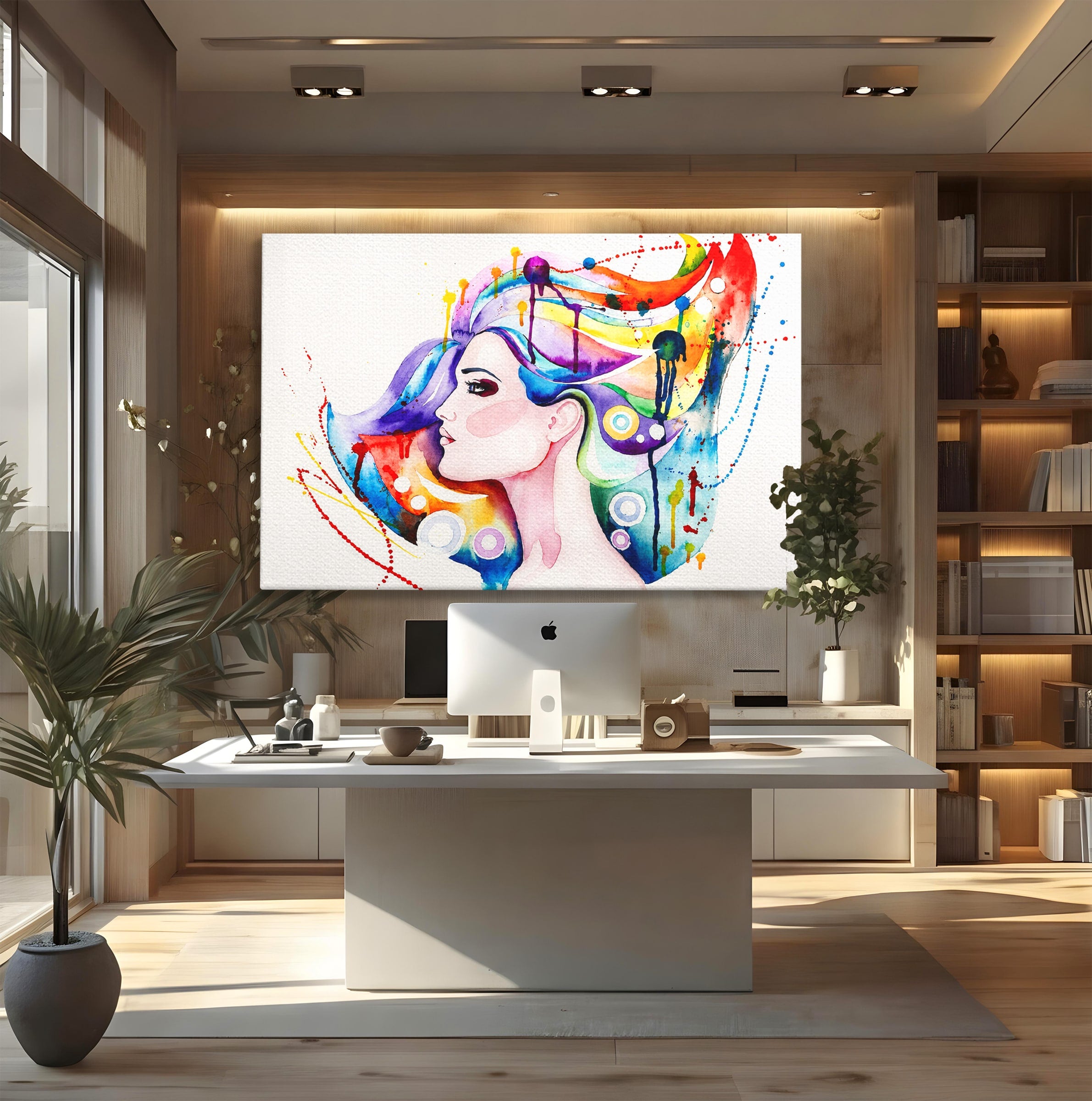 Tablou Canvas Premium LuxCanva® GL1068, Magia Gandurilor, Portret, Femeie, Arta Abstracta, Modern, Living, Culori Vibrante