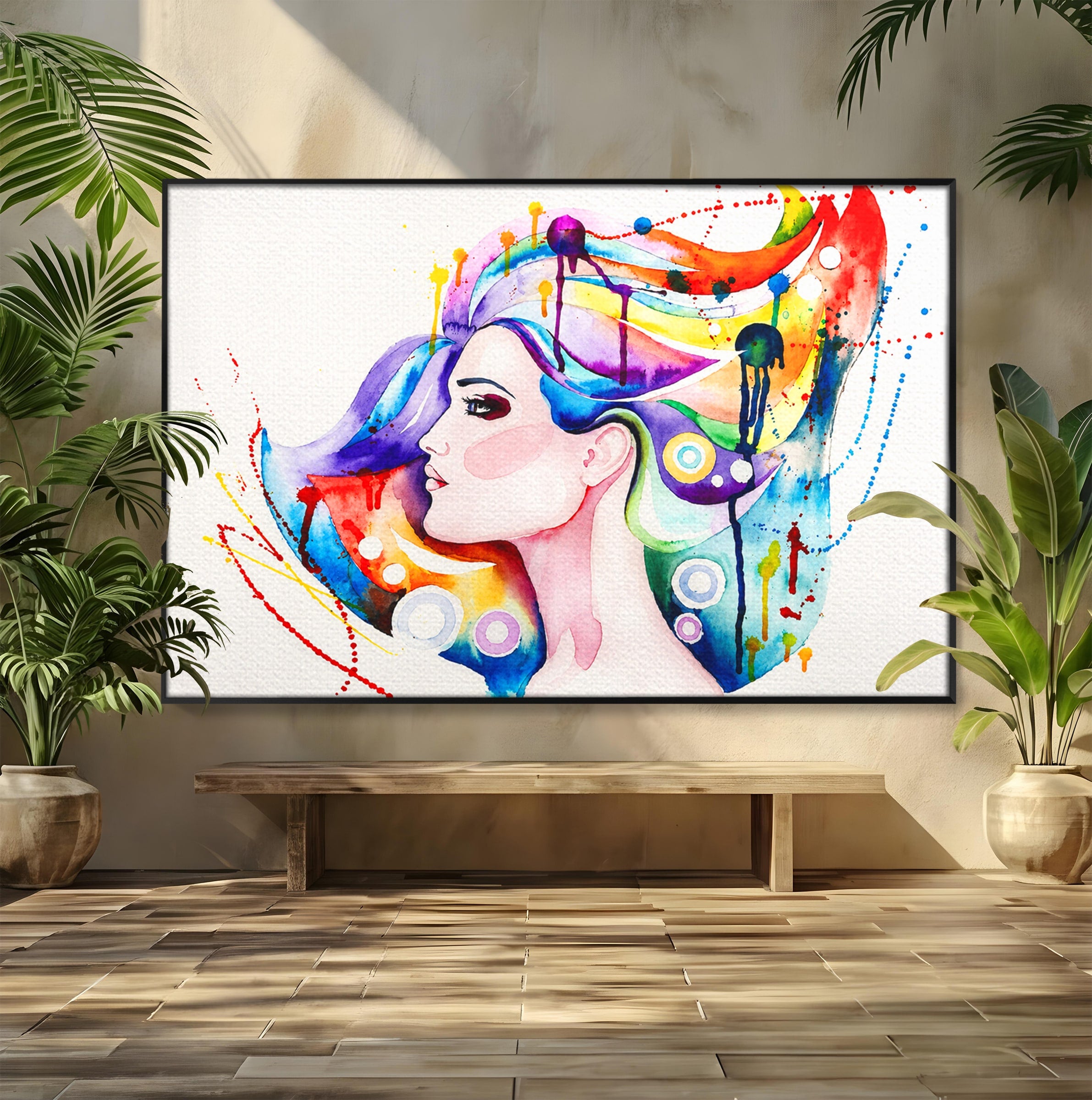 Tablou Canvas Premium LuxCanva® GL1068, Magia Gandurilor, Portret, Femeie, Arta Abstracta, Modern, Living, Culori Vibrante