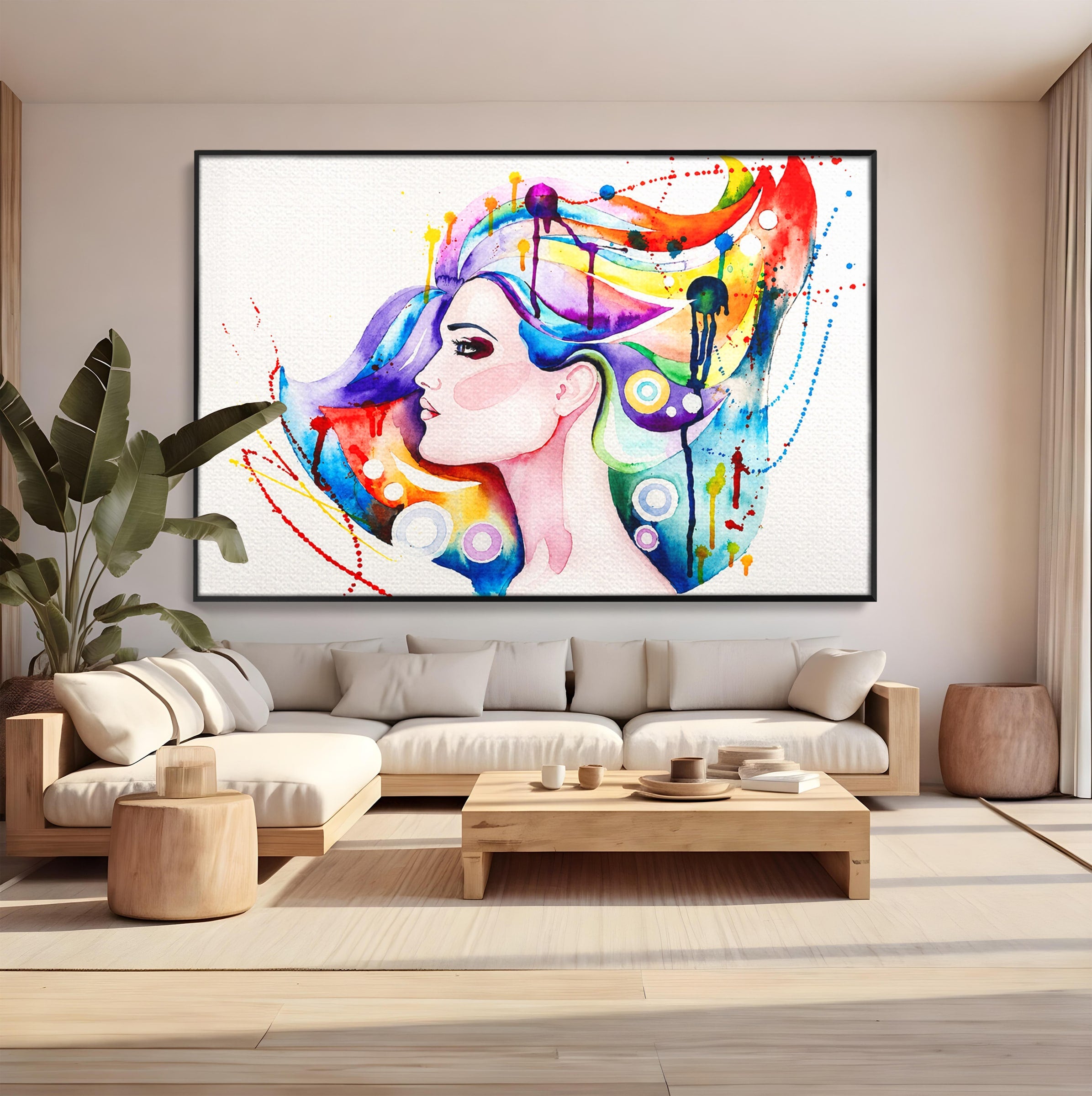 Tablou Canvas Premium LuxCanva® GL1068, Magia Gandurilor, Portret, Femeie, Arta Abstracta, Modern, Living, Culori Vibrante