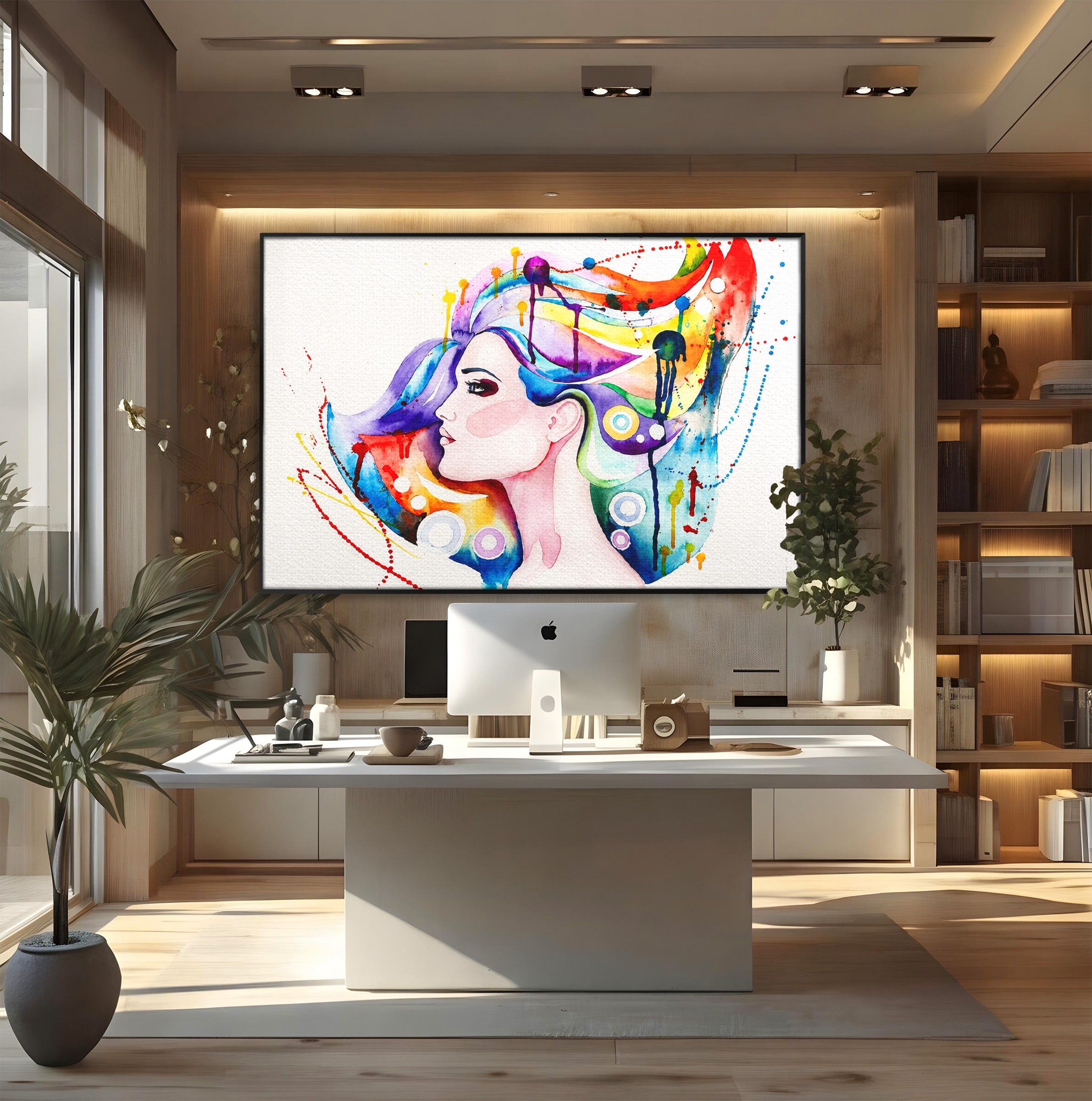 Tablou Canvas Premium LuxCanva® GL1068, Magia Gandurilor, Portret, Femeie, Arta Abstracta, Modern, Living, Culori Vibrante