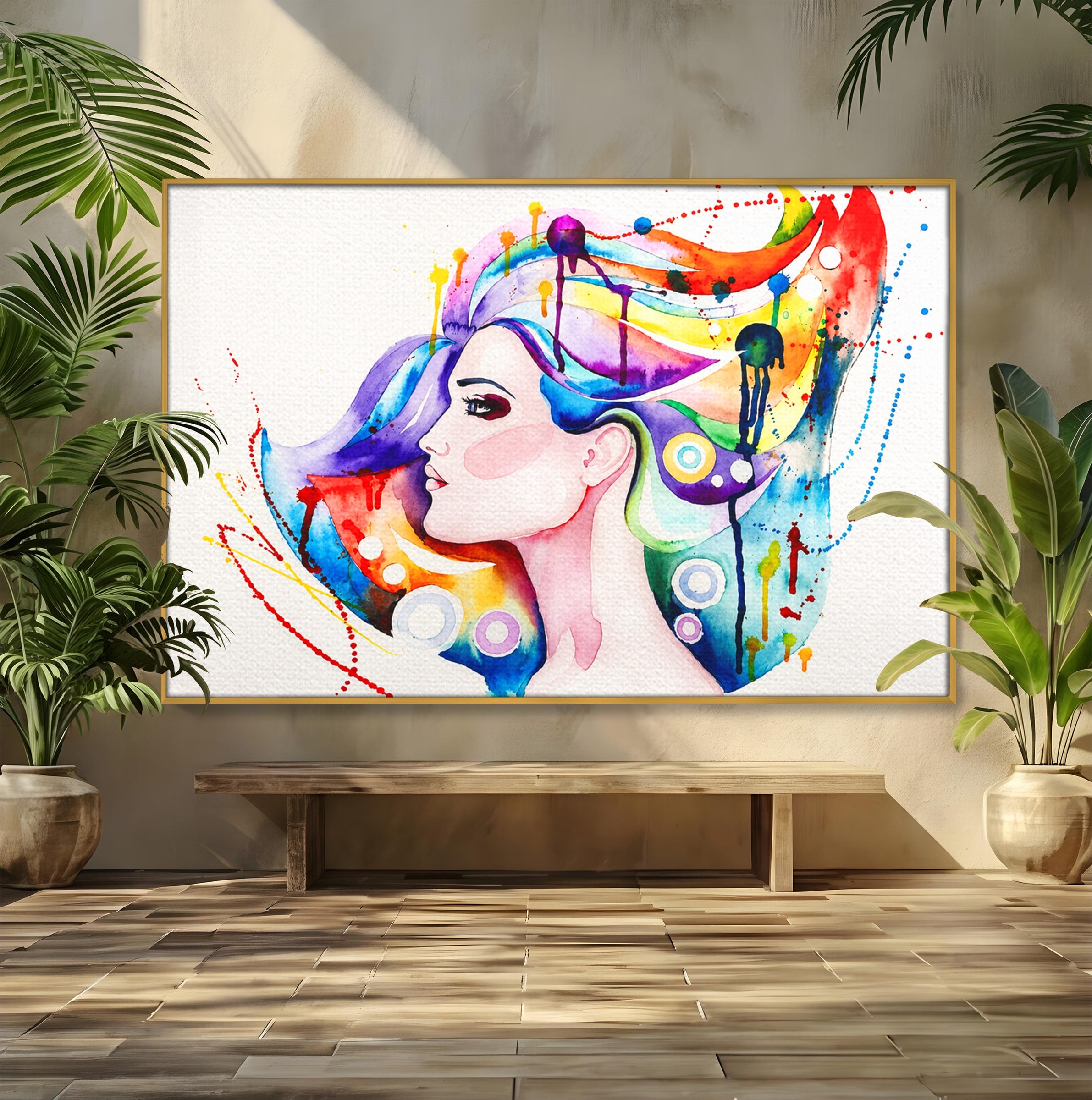 Tablou Canvas Premium LuxCanva® GL1068, Magia Gandurilor, Portret, Femeie, Arta Abstracta, Modern, Living, Culori Vibrante
