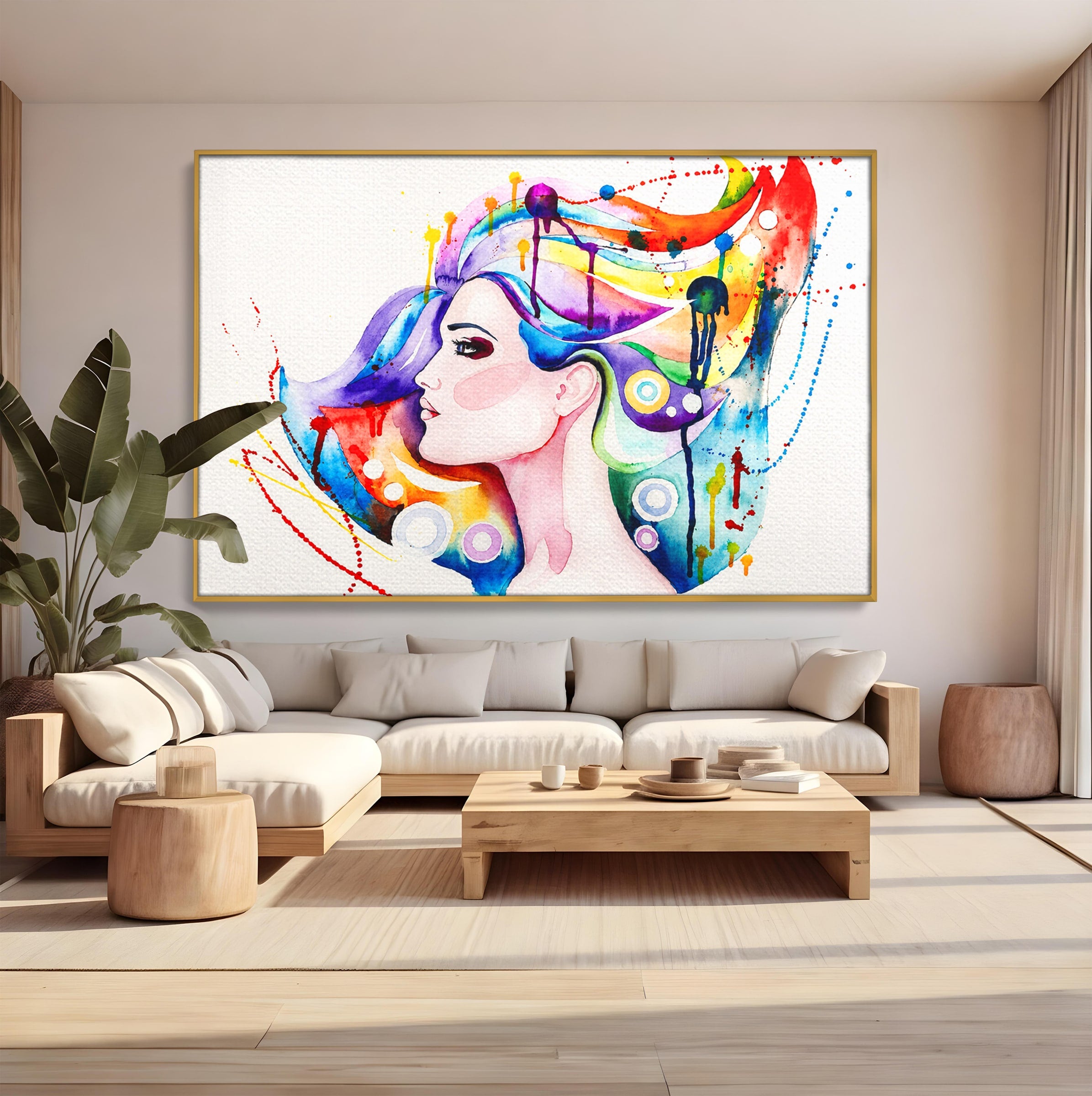 Tablou Canvas Premium LuxCanva® GL1068, Magia Gandurilor, Portret, Femeie, Arta Abstracta, Modern, Living, Culori Vibrante