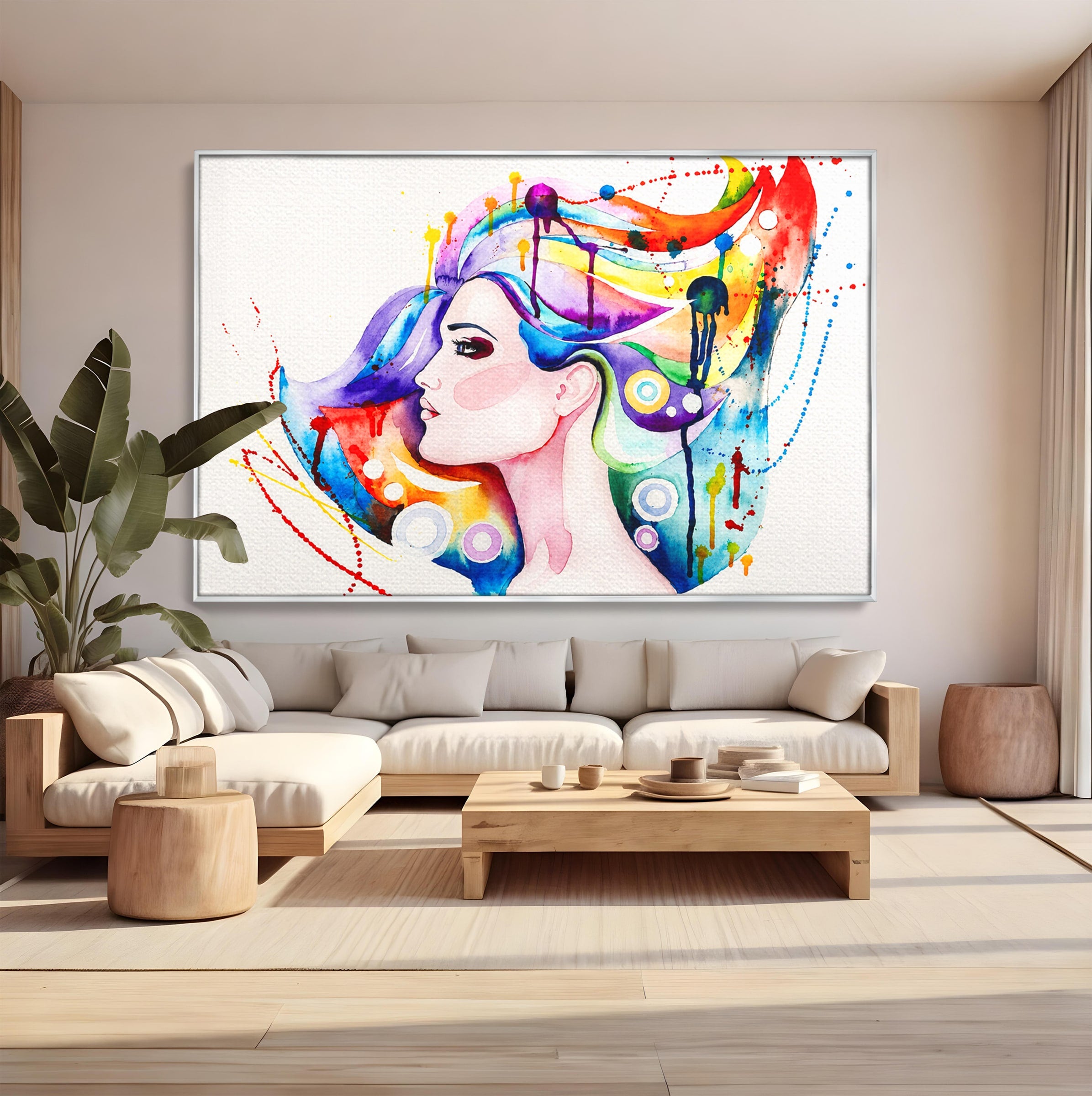 Tablou Canvas Premium LuxCanva® GL1068, Magia Gandurilor, Portret, Femeie, Arta Abstracta, Modern, Living, Culori Vibrante