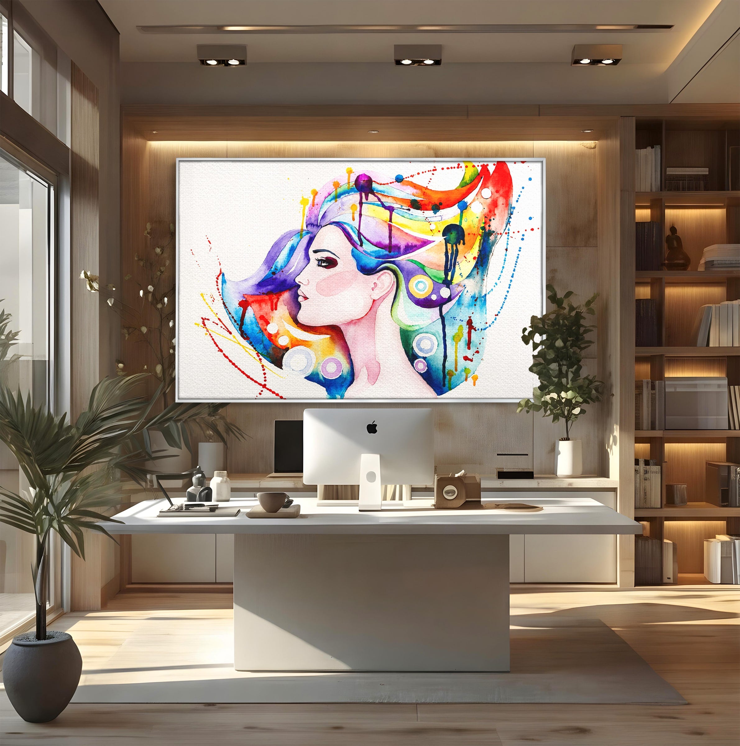 Tablou Canvas Premium LuxCanva® GL1068, Magia Gandurilor, Portret, Femeie, Arta Abstracta, Modern, Living, Culori Vibrante