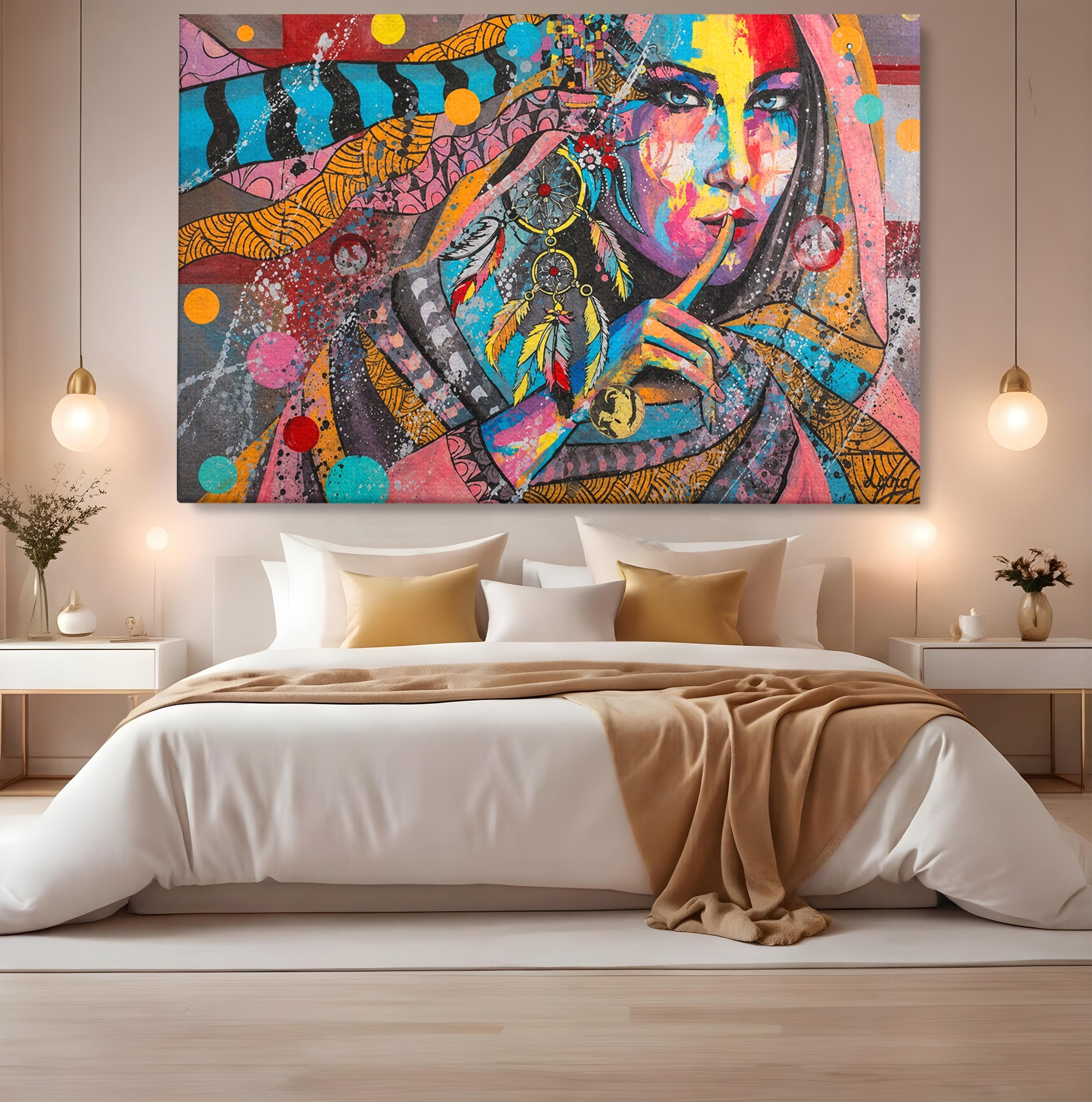 Tablou Canvas Premium LuxCanva® GL1069, Calatorie Spirituala, Portret, Femeie, Abstract, Mister, Living, Culori Vibrante