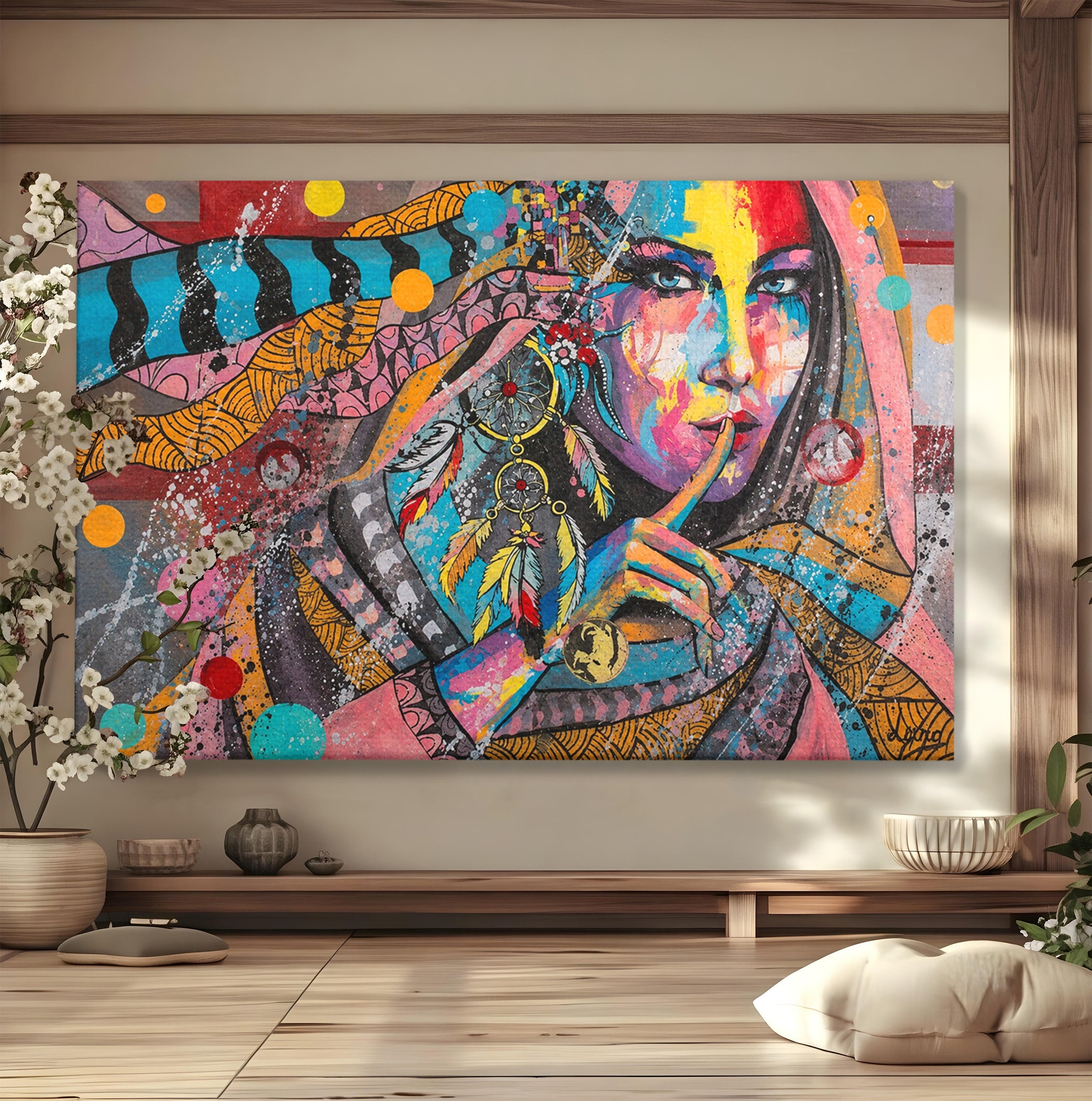 Tablou Canvas Premium LuxCanva® GL1069, Calatorie Spirituala, Portret, Femeie, Abstract, Mister, Living, Culori Vibrante