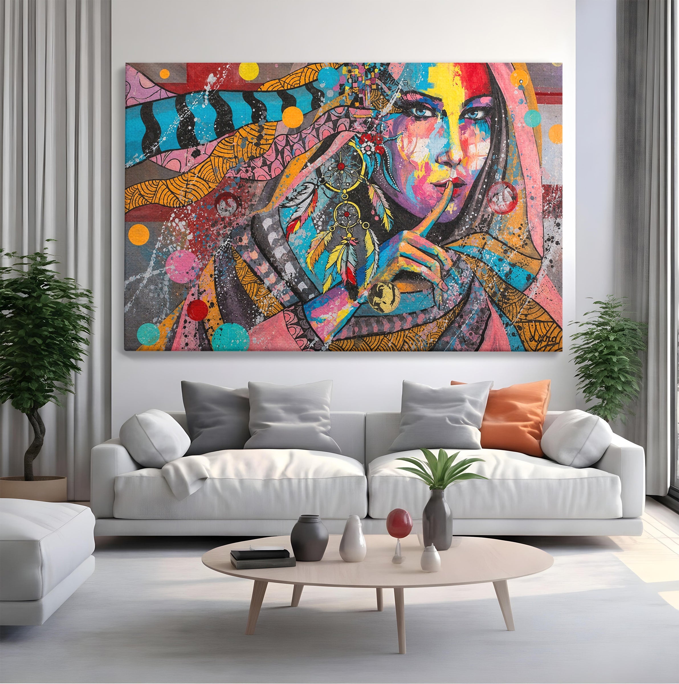 Tablou Canvas Premium LuxCanva® GL1069, Calatorie Spirituala, Portret, Femeie, Abstract, Mister, Living, Culori Vibrante